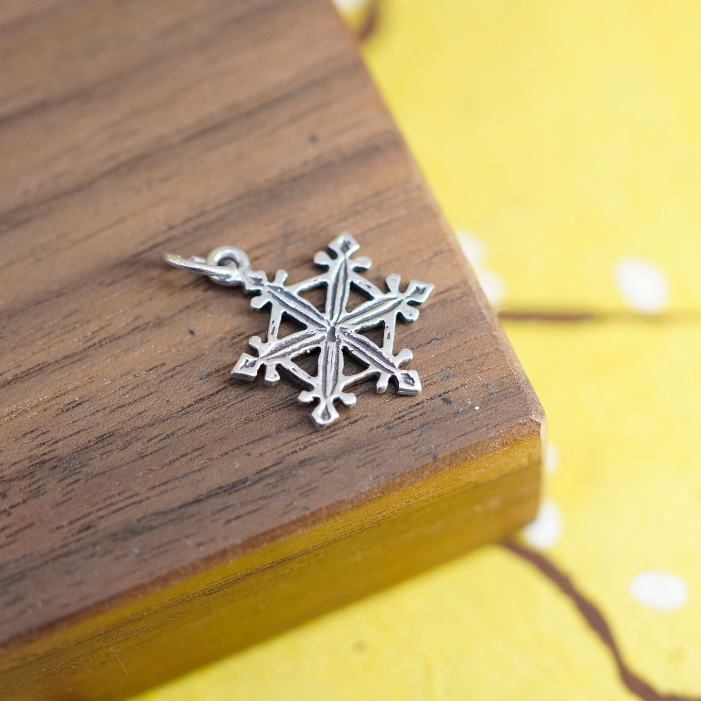 Vintage sterling 925 silver handmade snowflake charm pendant