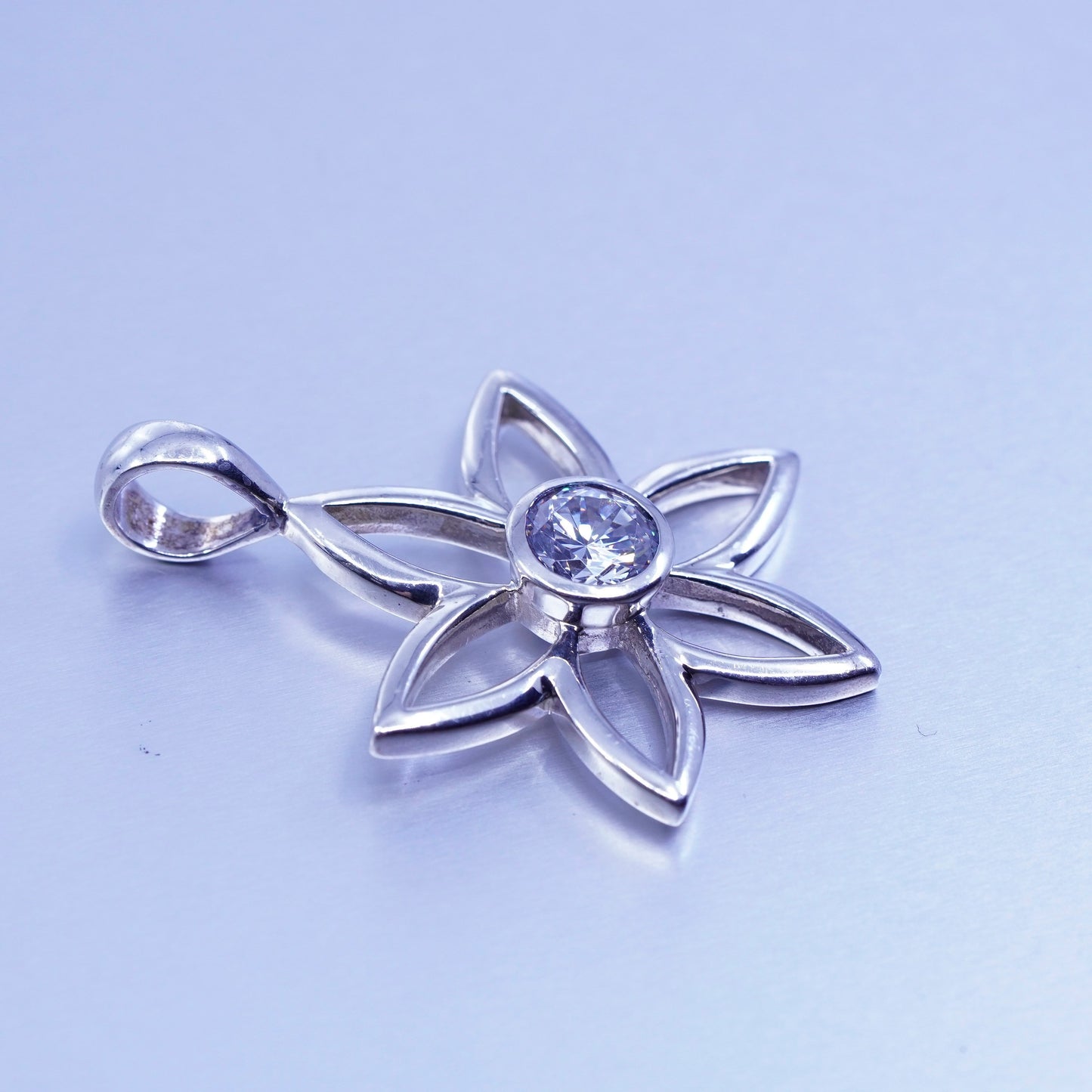 vintage silpada handmade sterling silver pendant, S1195 925 Star/flower Cz
