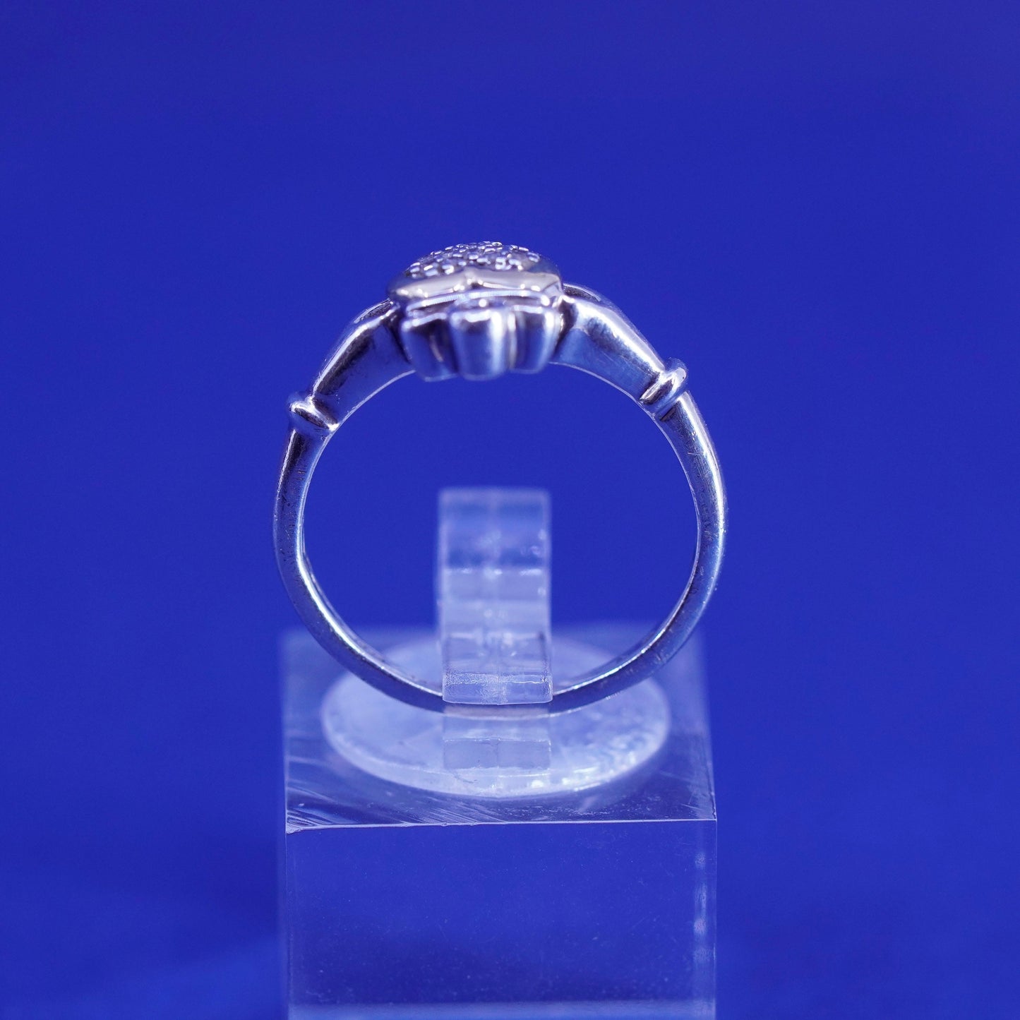 Size 5.5, sterling 925 silver claddagh ring with 14K gold heart and diamond