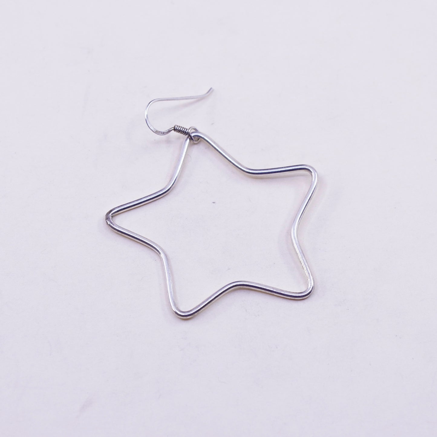 Vintage sterling silver handmade modern earrings, 925 star