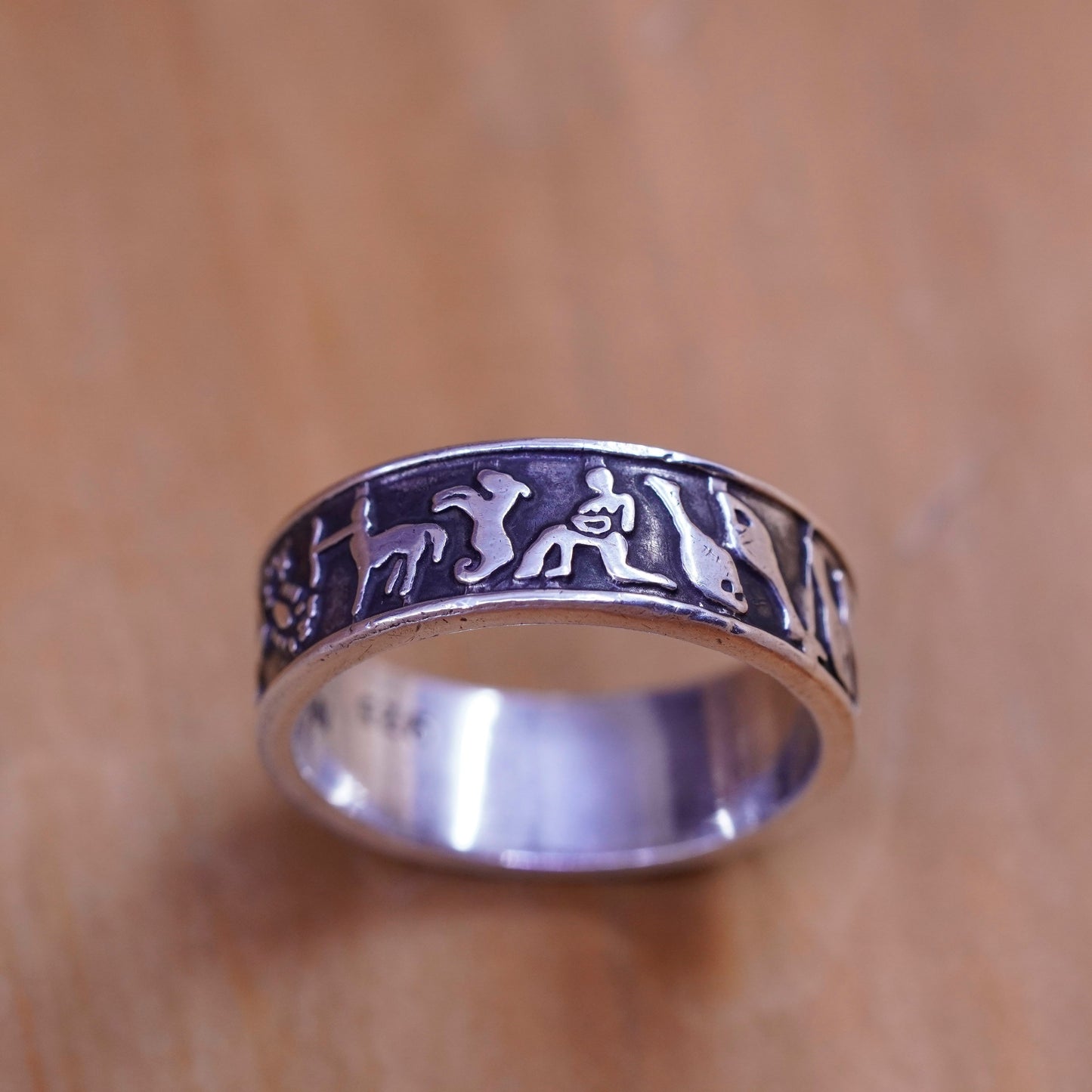 Size 9, southwestern Sterling silver handmade ring, 925 all 12 sign star band