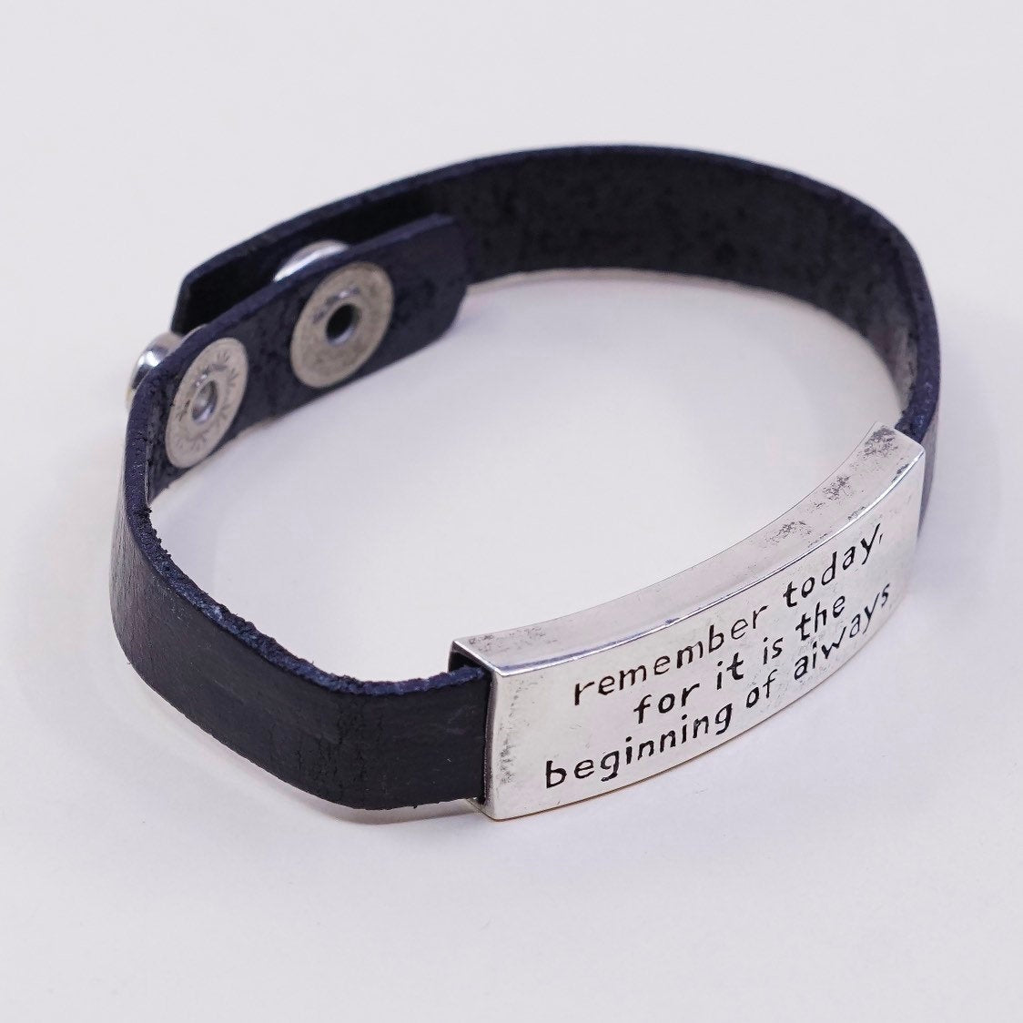 6.5+0.25", VTG brown leather strap w/ 925 Mexico Sterling silver quote tag
