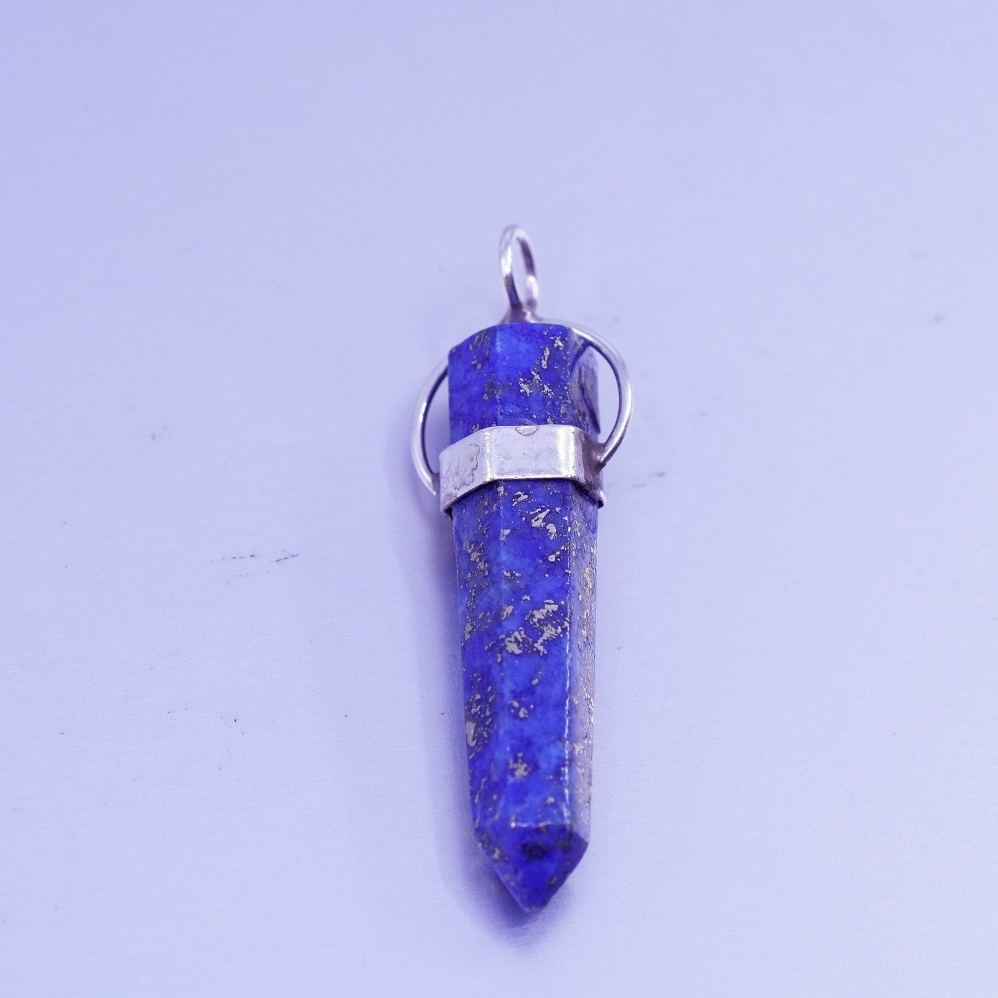 antique sterling 925 silver handmade healing crystal pendant with lapis lazuli