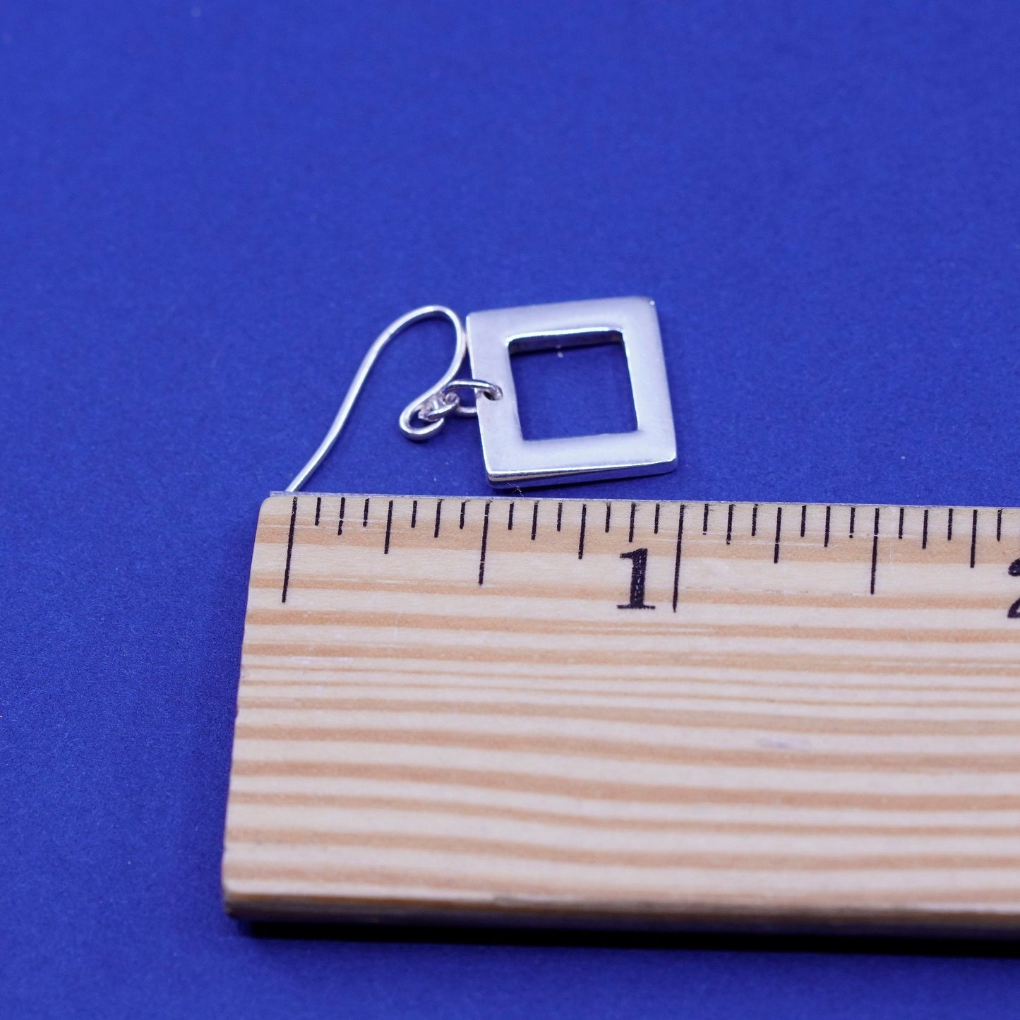 Vintage sterling 925 silver handmade square dangles earrings