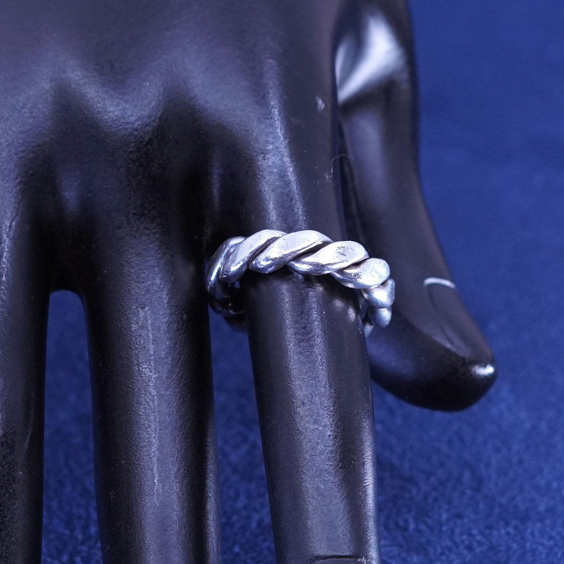 sz 6, vtg Sterling silver handmade ring, Mexico 925 cable band