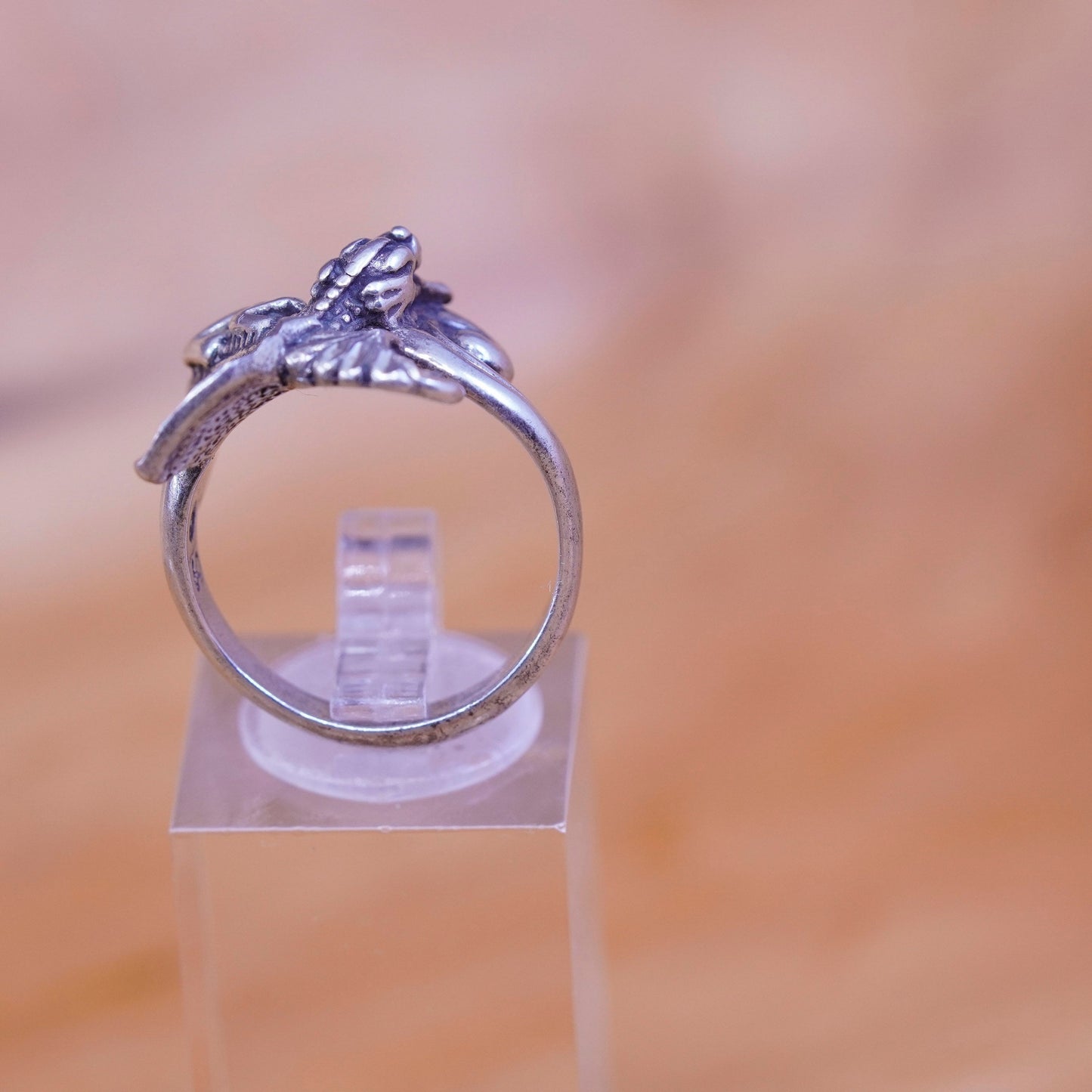 Size 8, vintage Shube Sterling silver handmade ring, 925 dragon band