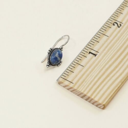Vintage Sterling silver handmade earrings, 925 dangle w/ sodalite N Beads