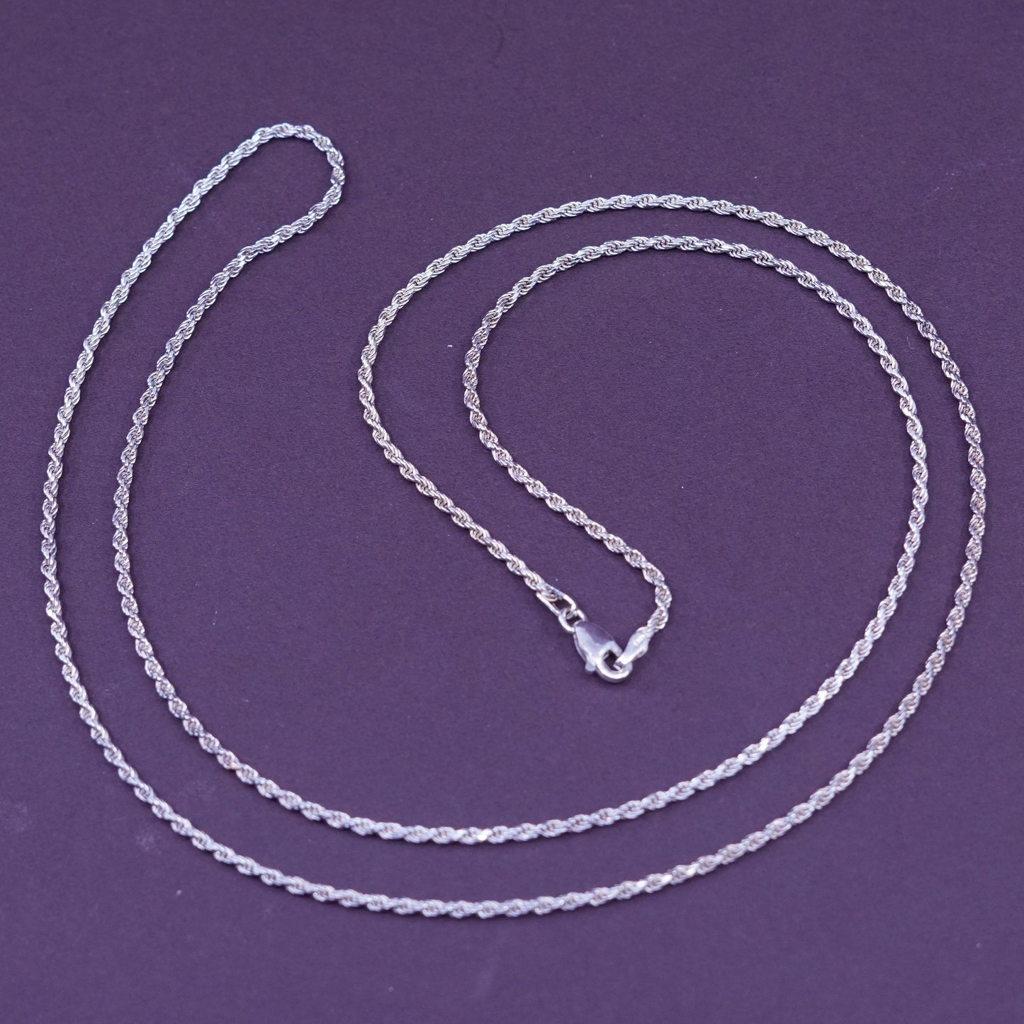 30”, 2mm, vintage Sterling silver necklace, Italy 925 rope chain