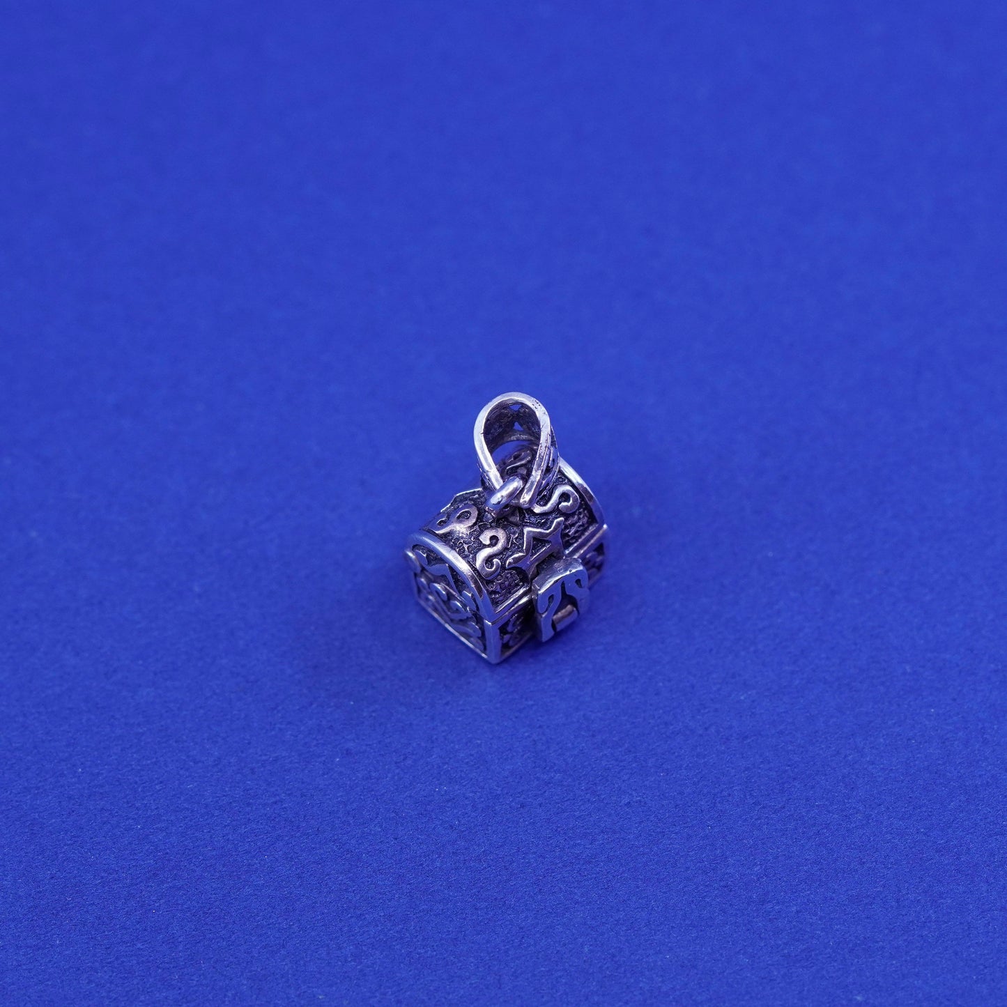 Vintage Sterling silver prayer box pendant, 925 locket charm