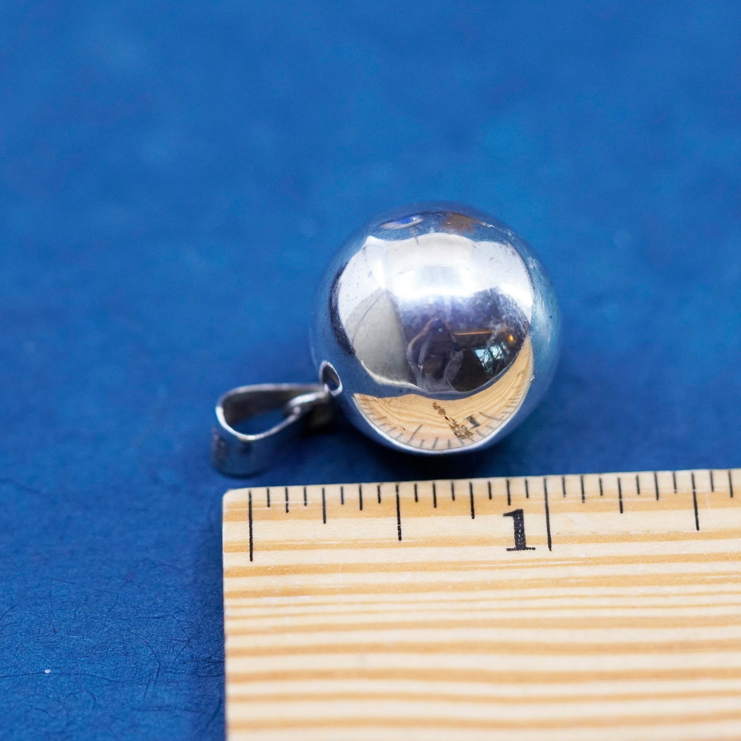 1”, Sterling silver mirror circle shaped chime, bell, ring, 925 harmony ball