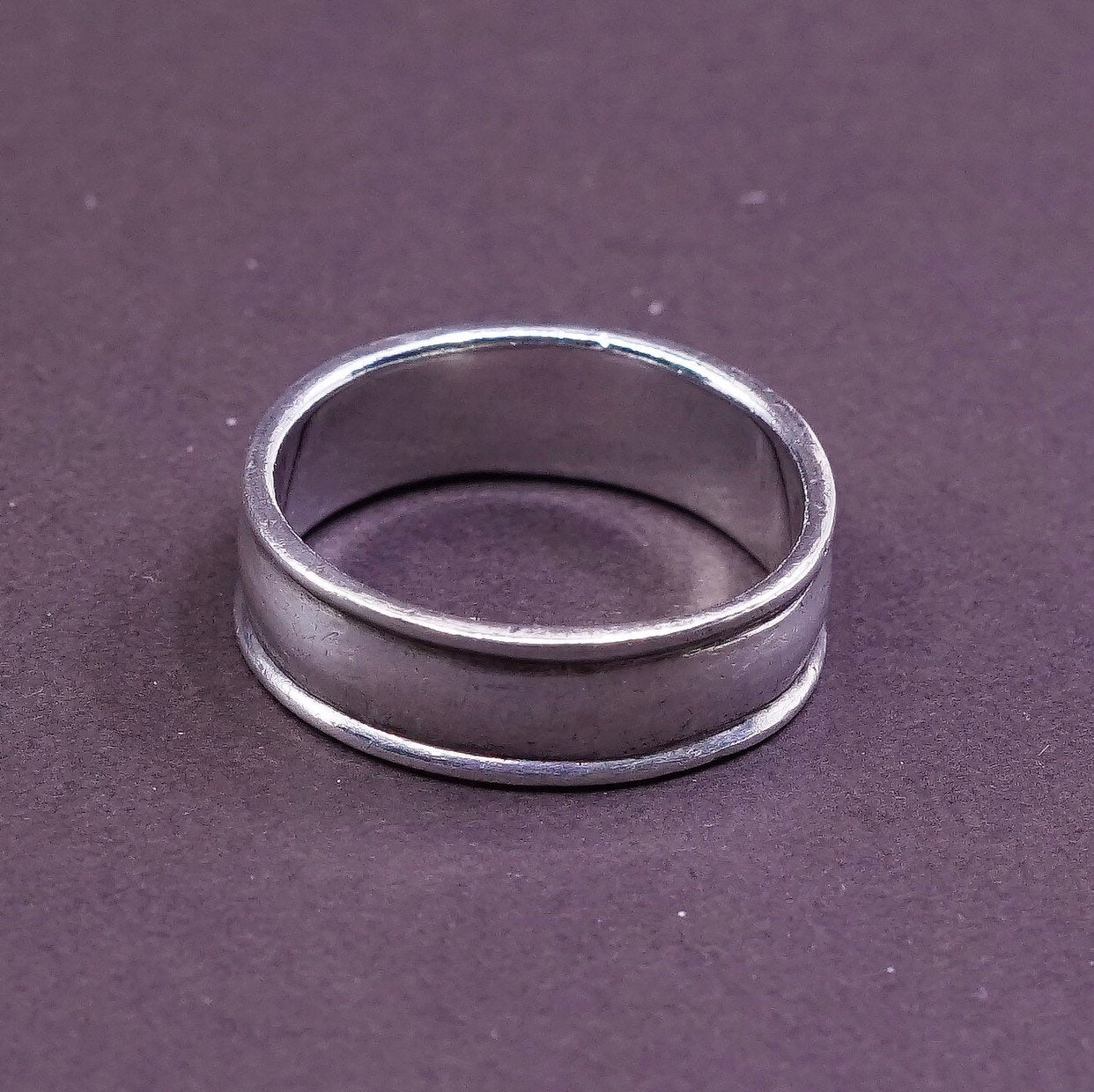 sz 9.75, vtg Sterling silver handmade ring, mexico 925 band w/ accent