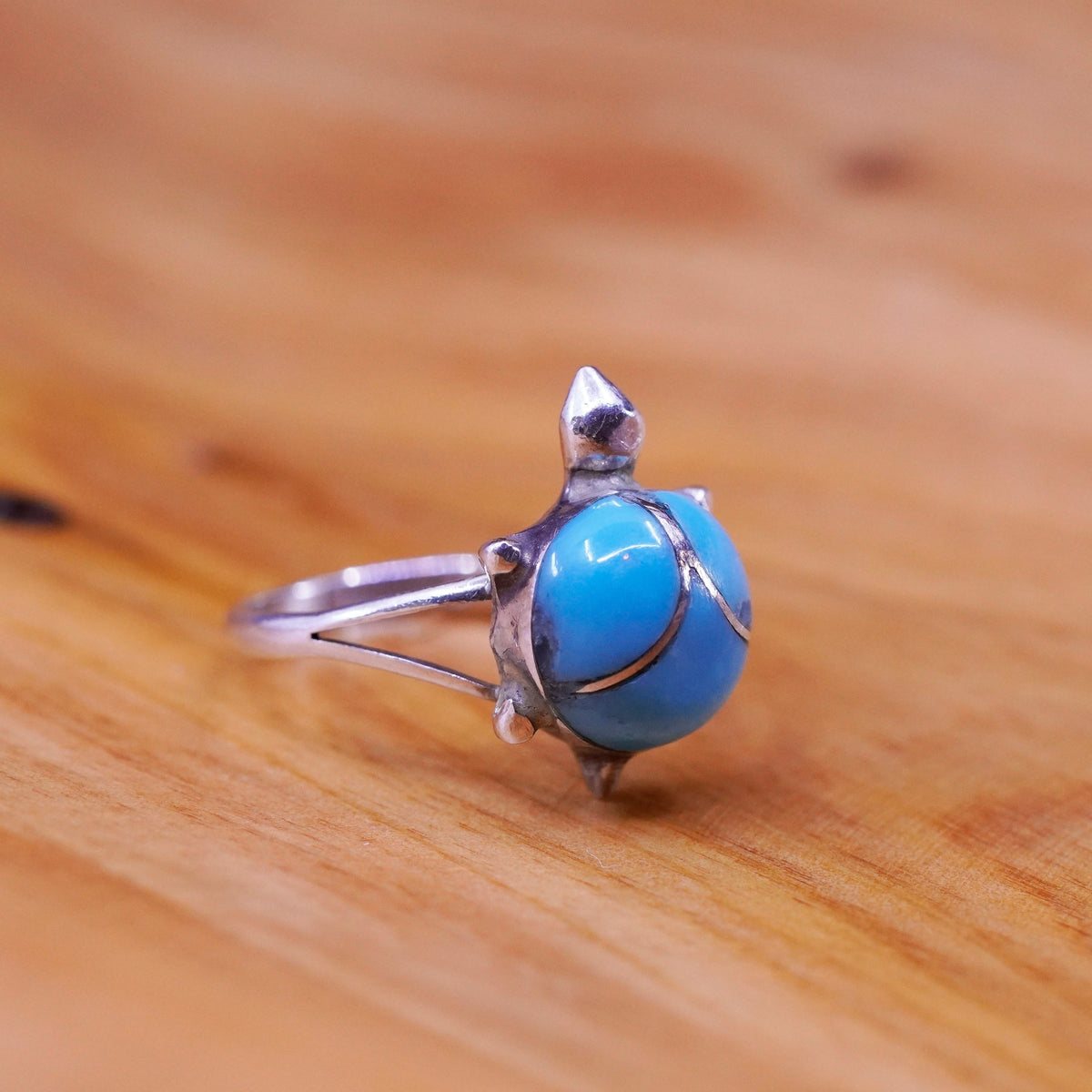 Size 6, southwestern Sterling 925 silver turtle ring turquoise, southwestern