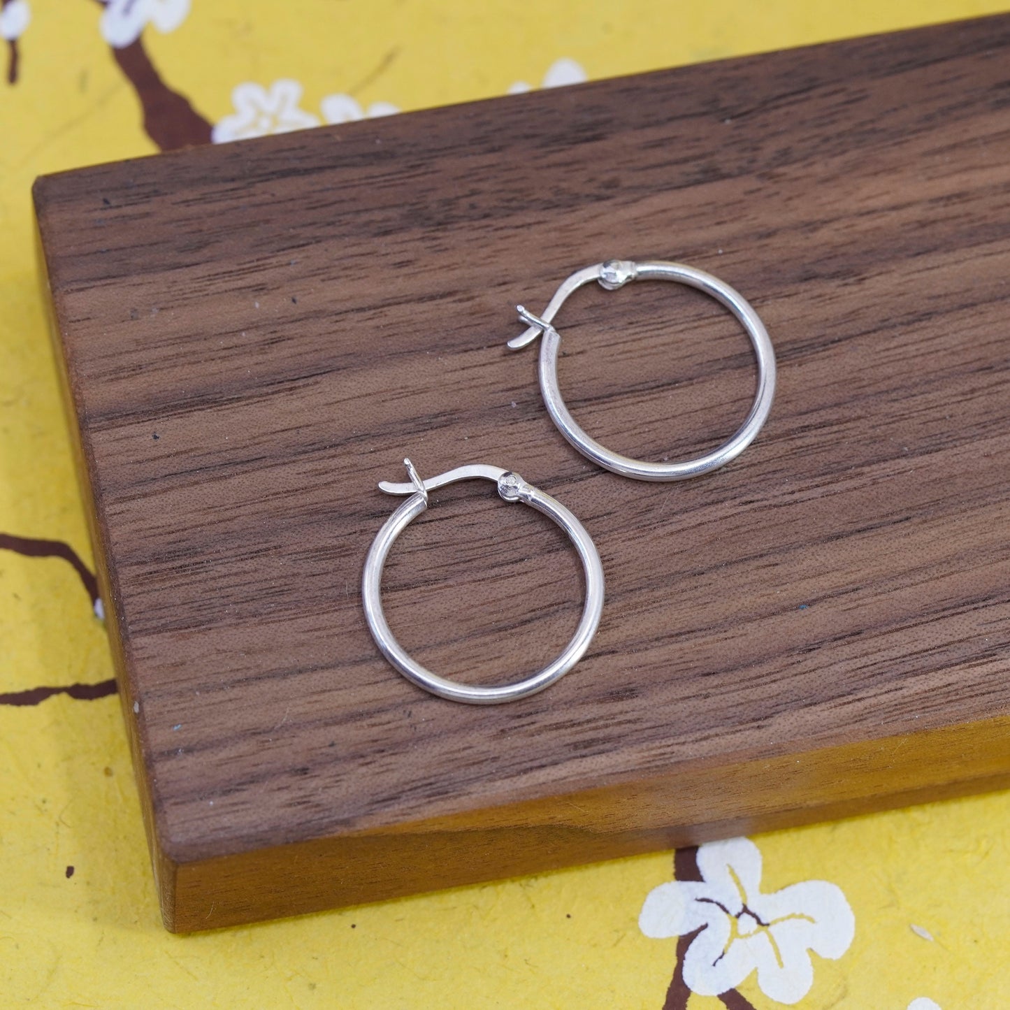 0.75”, Vintage Sterling silver handmade earrings, 925 hoops