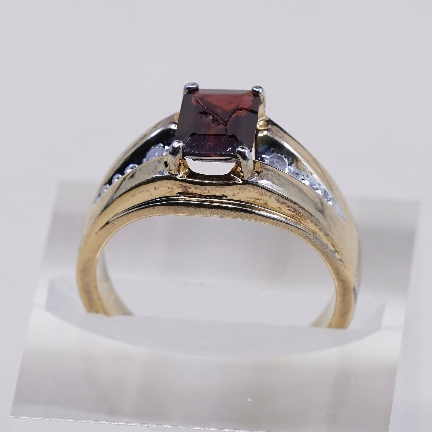 Size 9.25, vermeil gold over Sterling 925 silver ring with smoky topaz