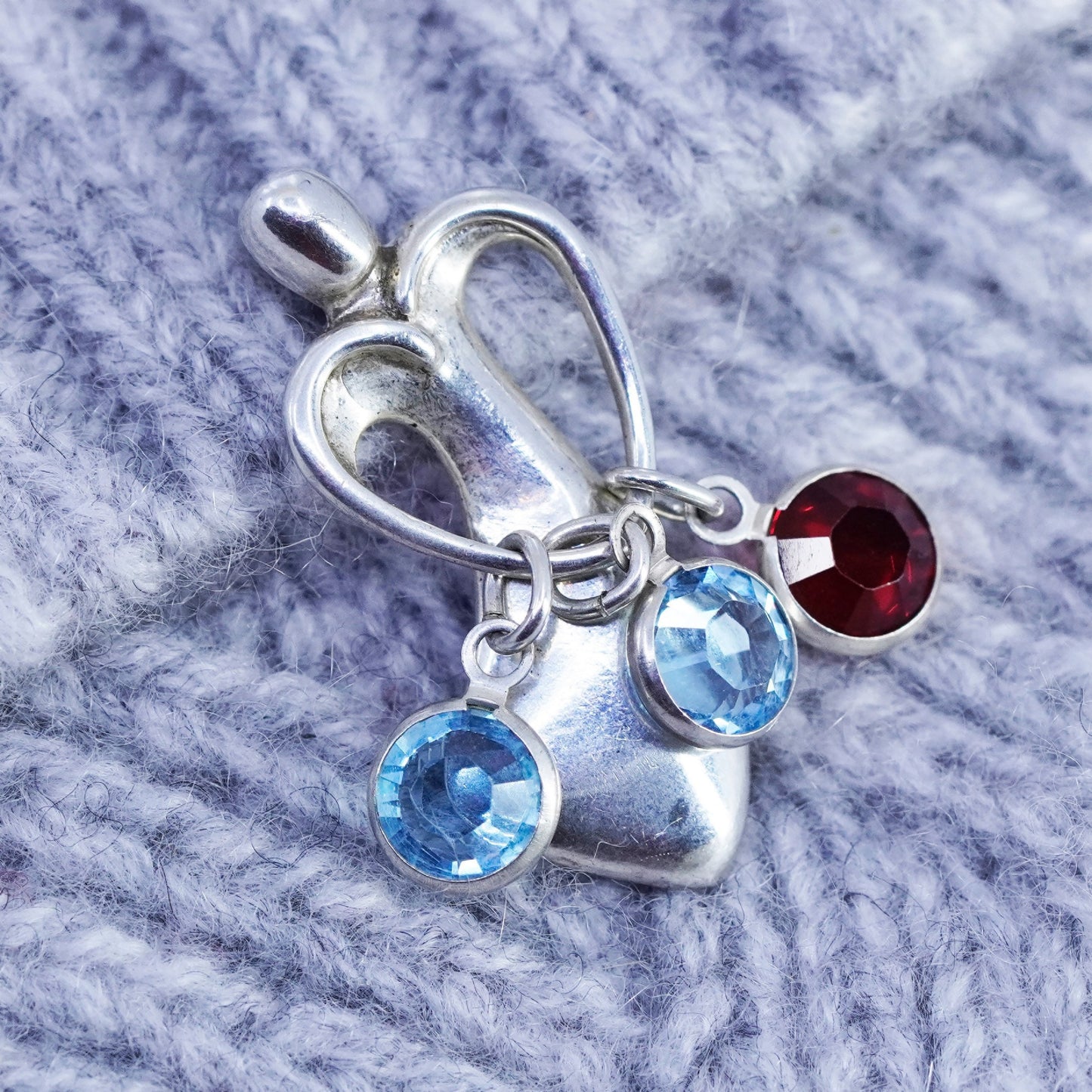 Relios Carolyn pollack pendant sterling silver, 925 mother with topaz charms