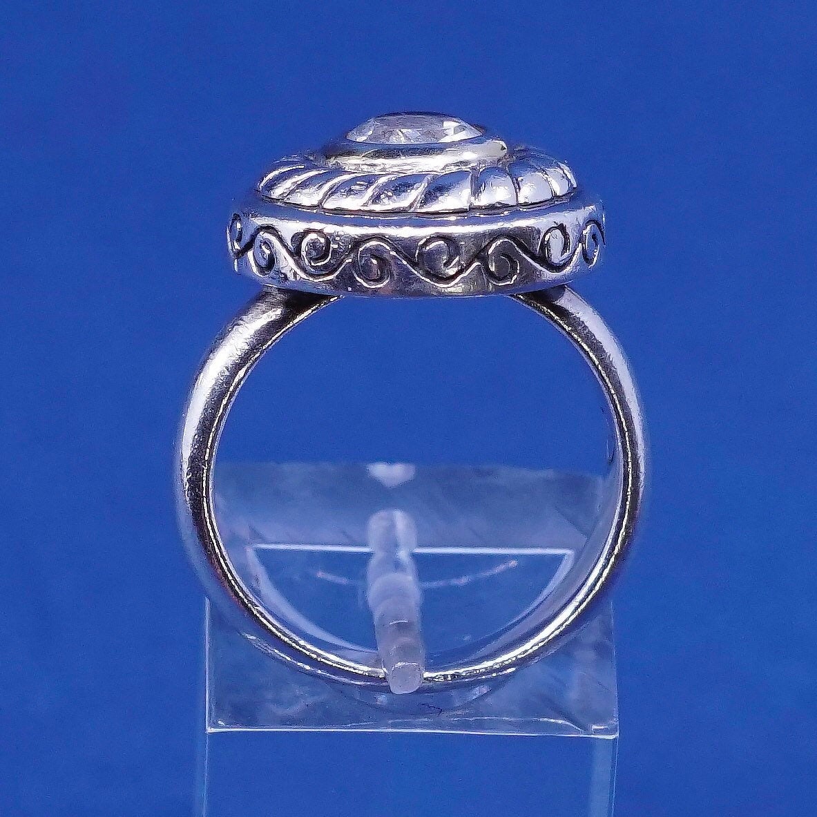 Size 7.25, vtg Brighton sayan Sterling silver handmade ring, 925 ring w/ cz