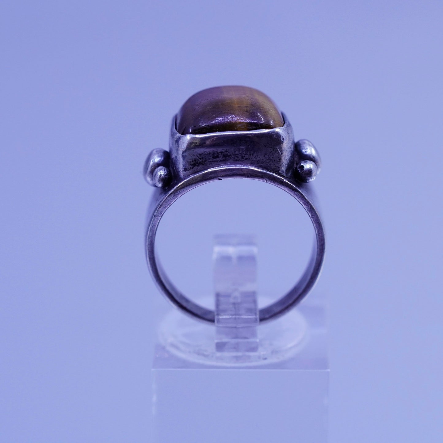 Size 6.75, vintage Sterling 925 silver handmade ring with golden tiger eye