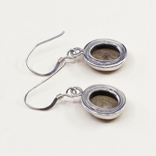 Vtg Sterling silver Handmade earrings w/ topaz Drop Details, Stamped 925