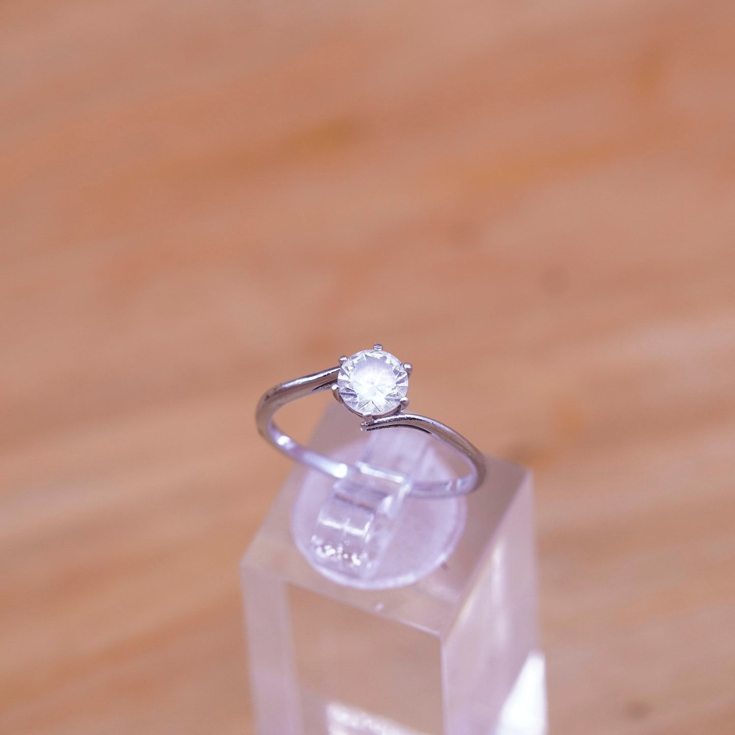 Size 8, vintage Sterling silver handmade ring, 925 engagement band with cz