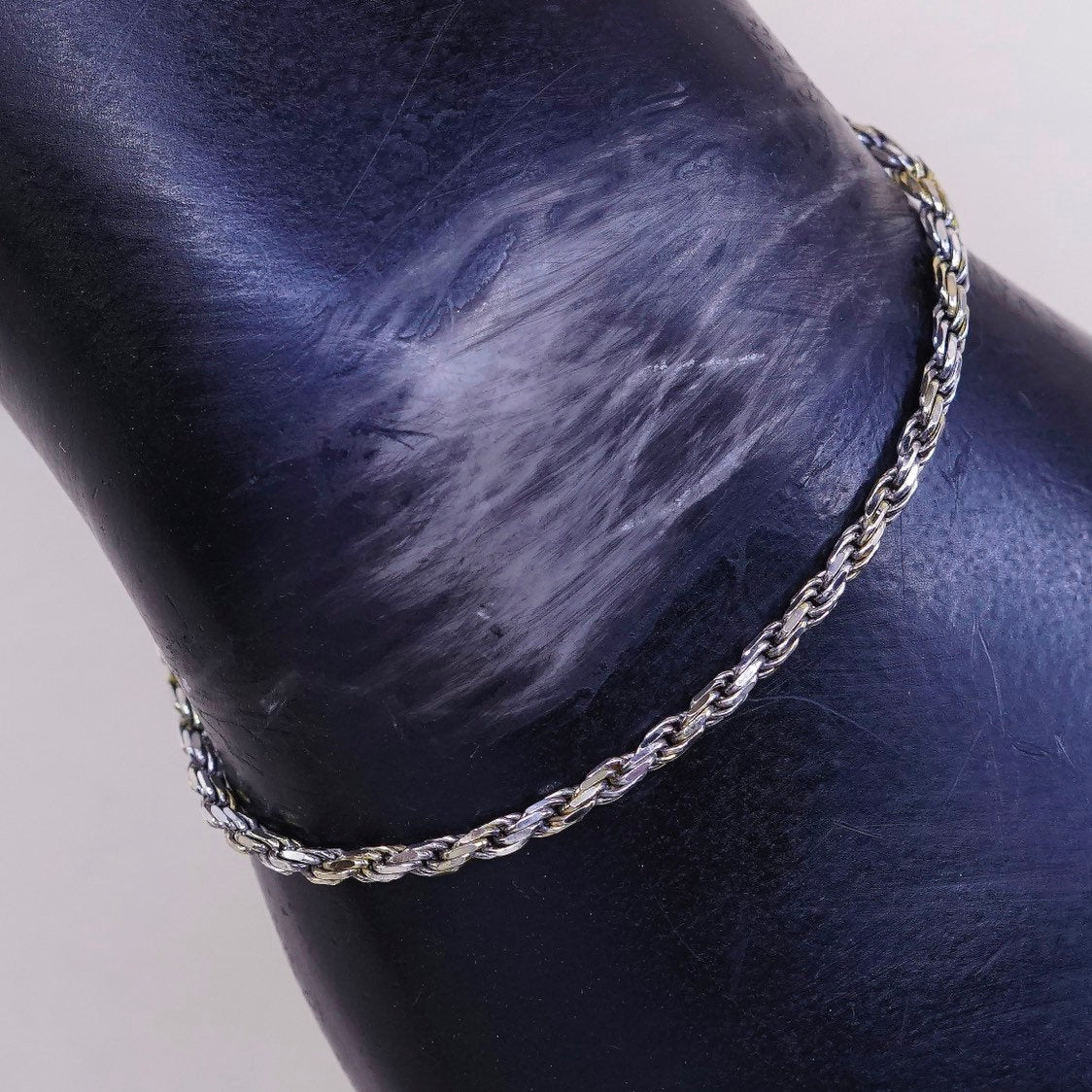 7.25", 2mm, VTG italy sterling 925 silver Italy rope chain bracelet