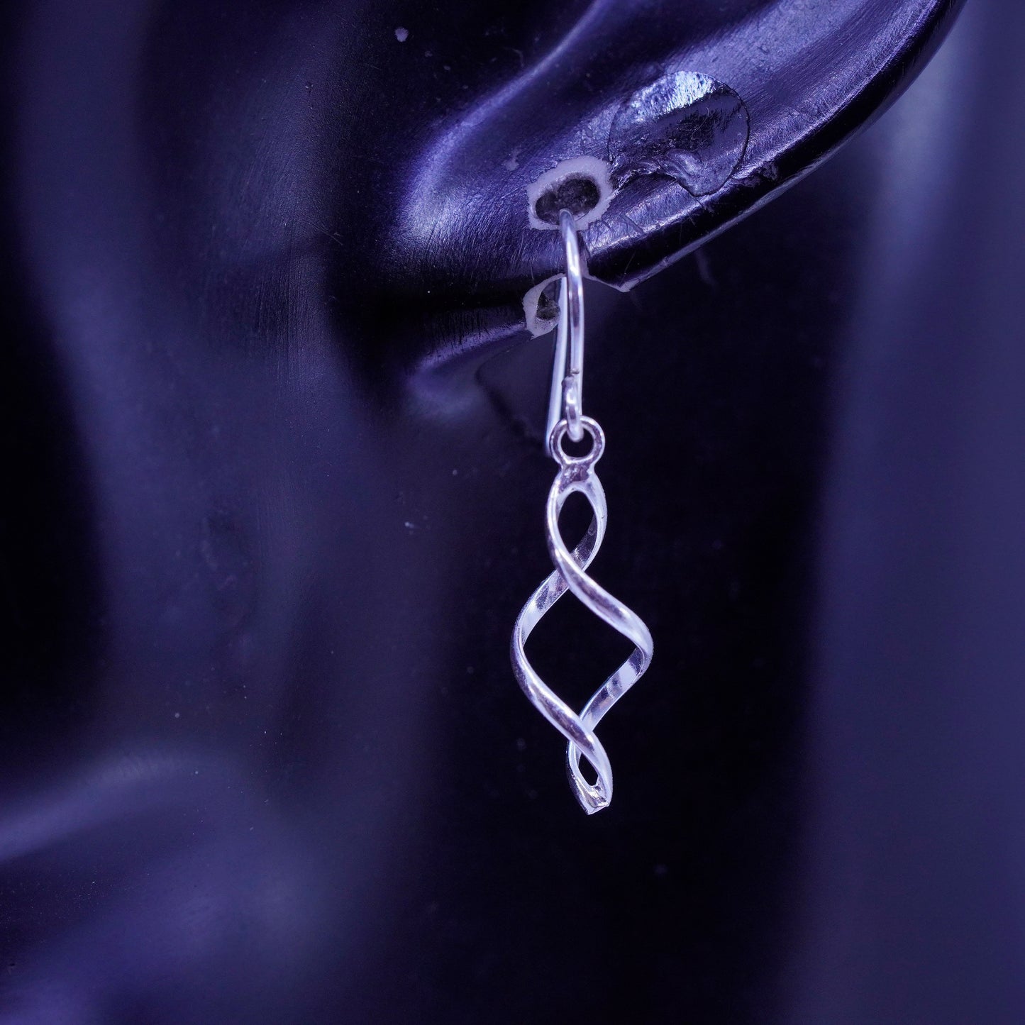 Vintage Sterling 925 silver handmade twisted earrings drops