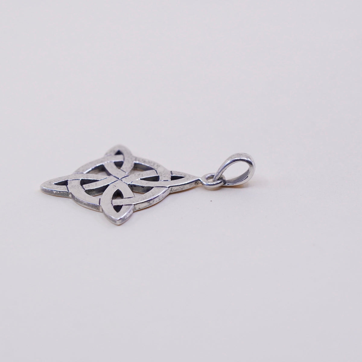 vtg PSCL sterling silver handmade pendant, 925 Irish Celtic knit filigree charm