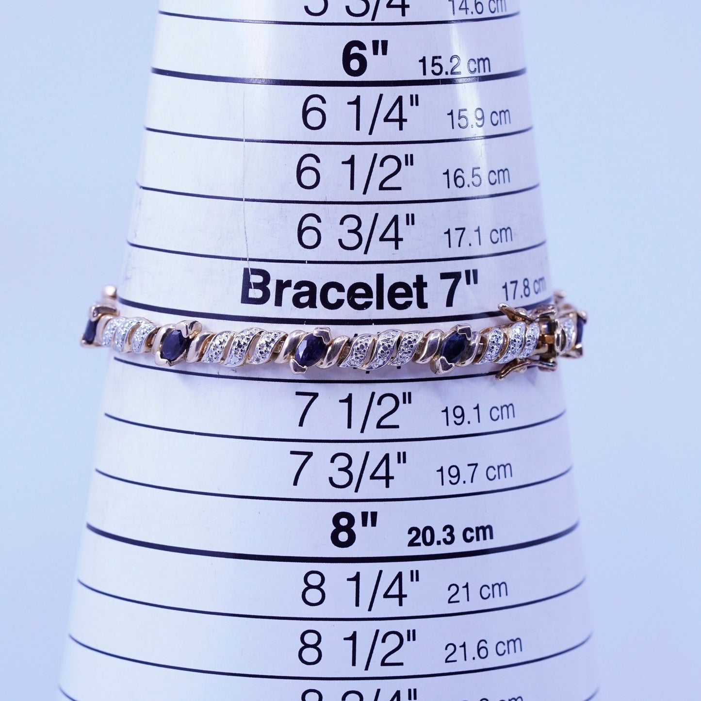 7.25”, vermeil gold Sterling 925 silver tennis San Marco bracelet sapphire