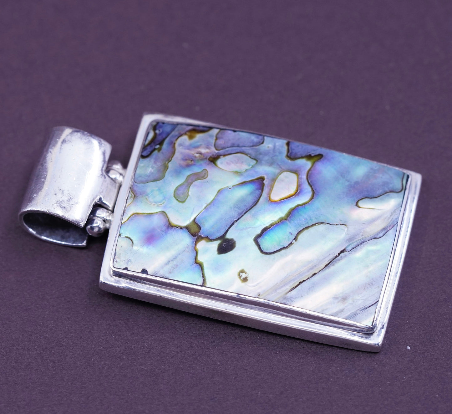 vtg Exex by Claudia Agudelo Sterling 925 silver handmade pendant with abalone