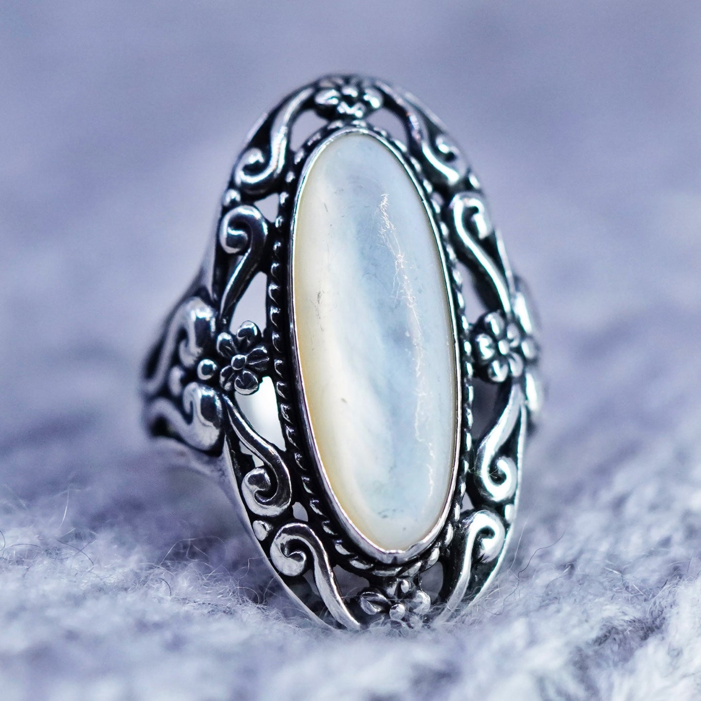 Size 7, CAROLYN POLLACK RELIOS Sterling 925 silver ring white moonstone