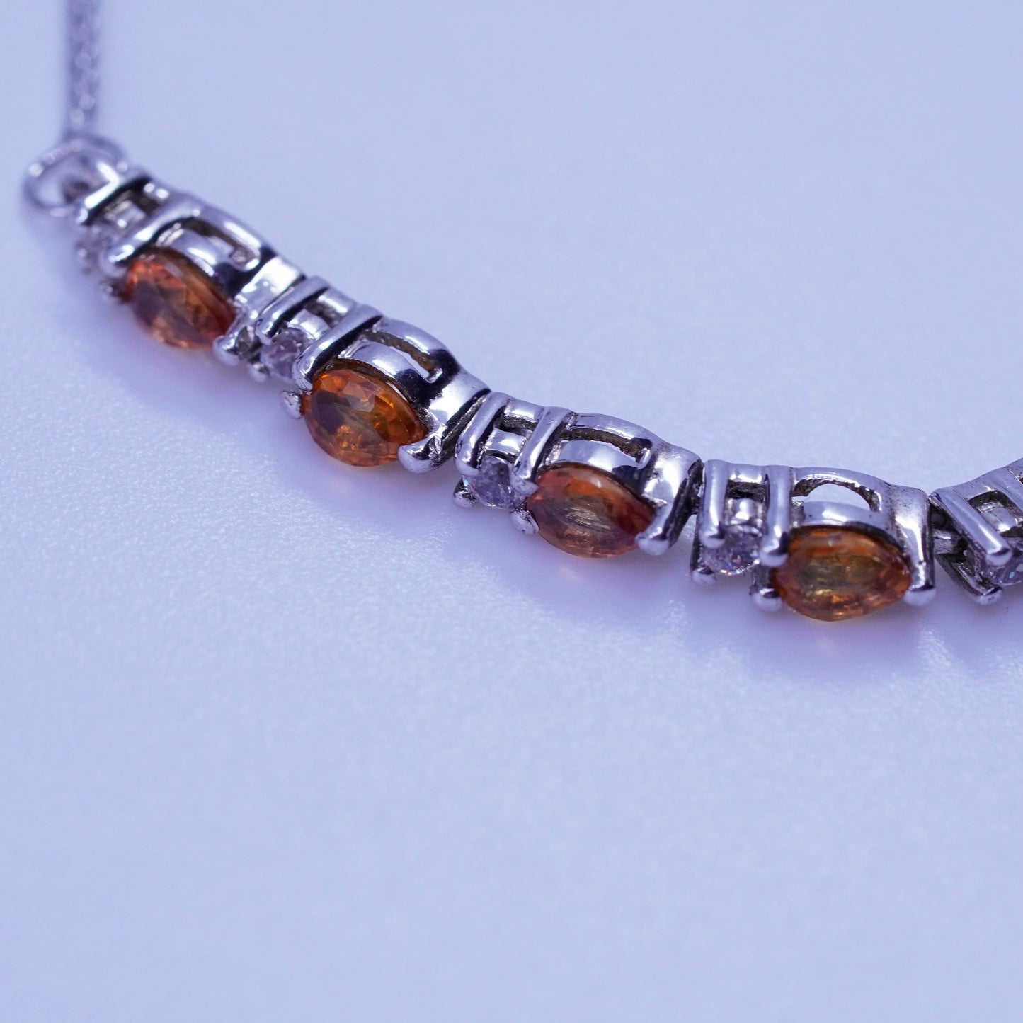 Size adjustable. Jewelry Sterling 925 silver bracelet, box chain with crystal