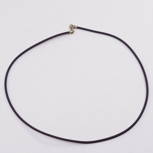 16”, Vtg Gold Over Sterling 925 Silver Clasp W/ Brown Rubber Chain Necklace
