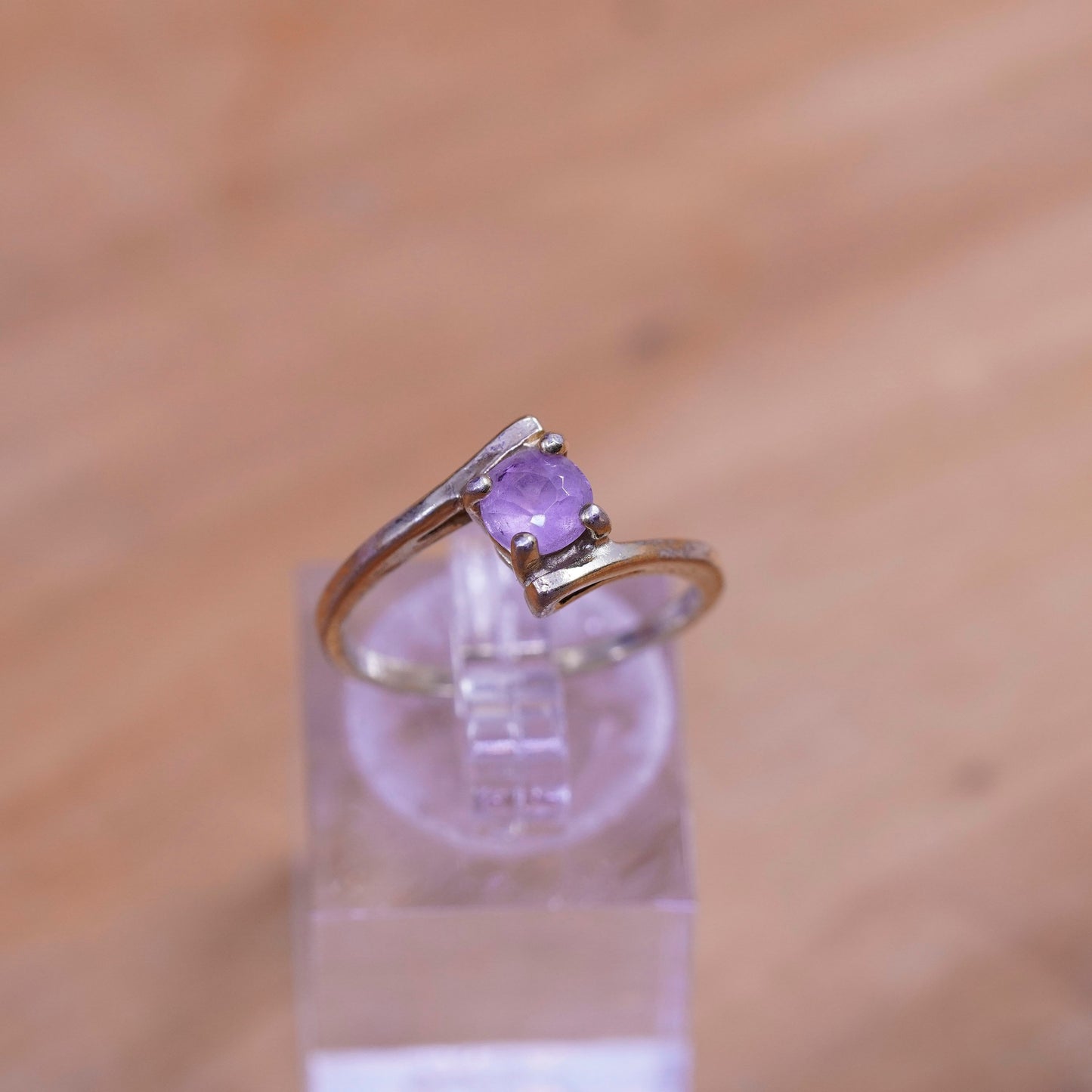 Size 7, vermeil gold over Sterling silver handmade ring, 925 band amethyst
