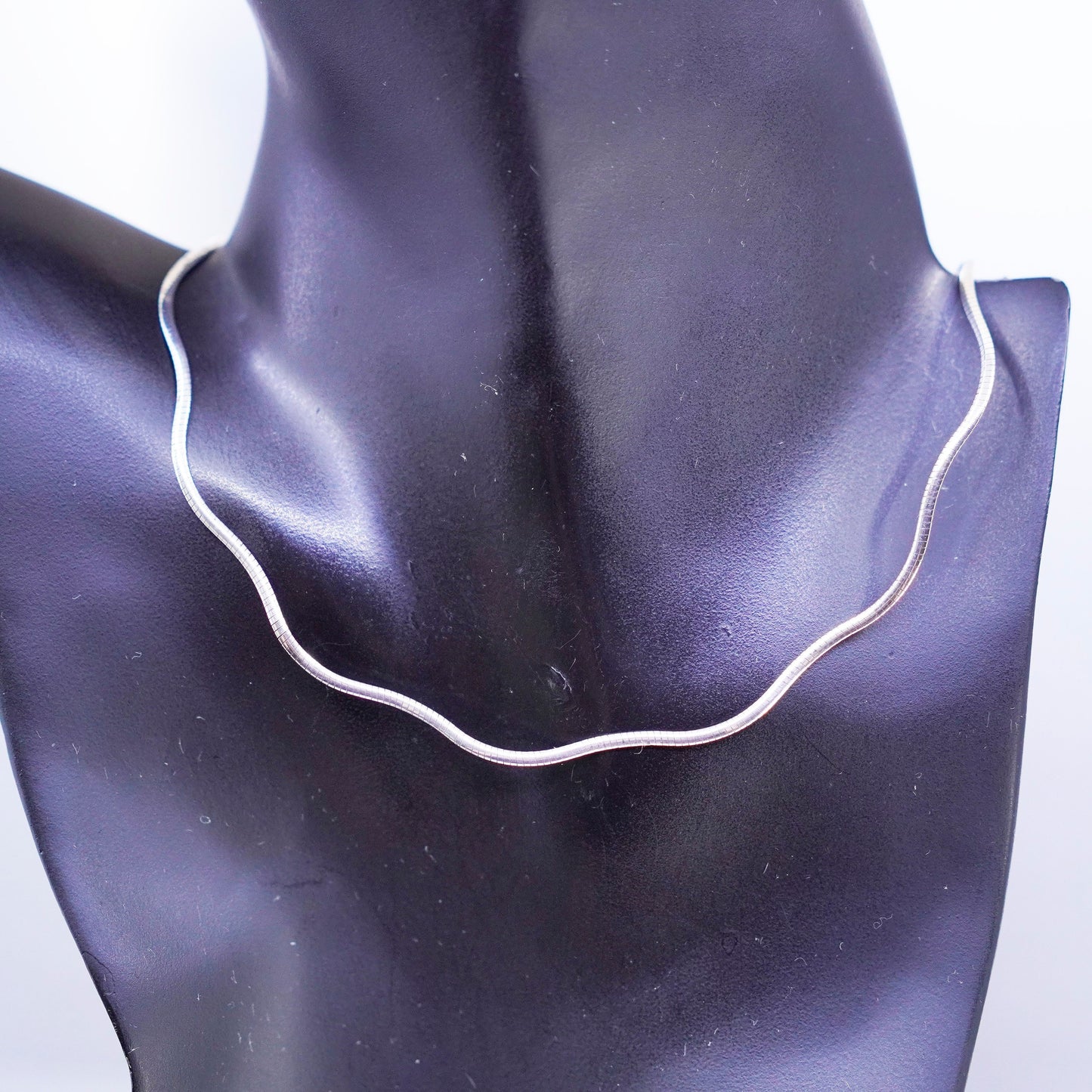 18” 2mm, vintage Italy 925 silver wavy omega chain necklace