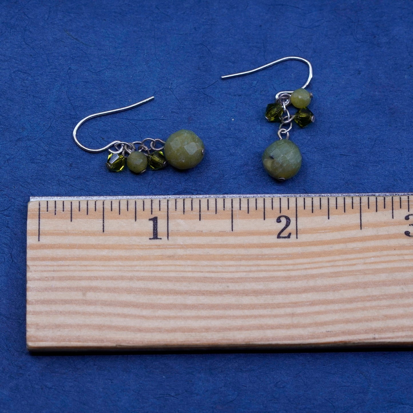 Vintage Sterling silver handmade stud earrings, 925 hooks with jasper beads