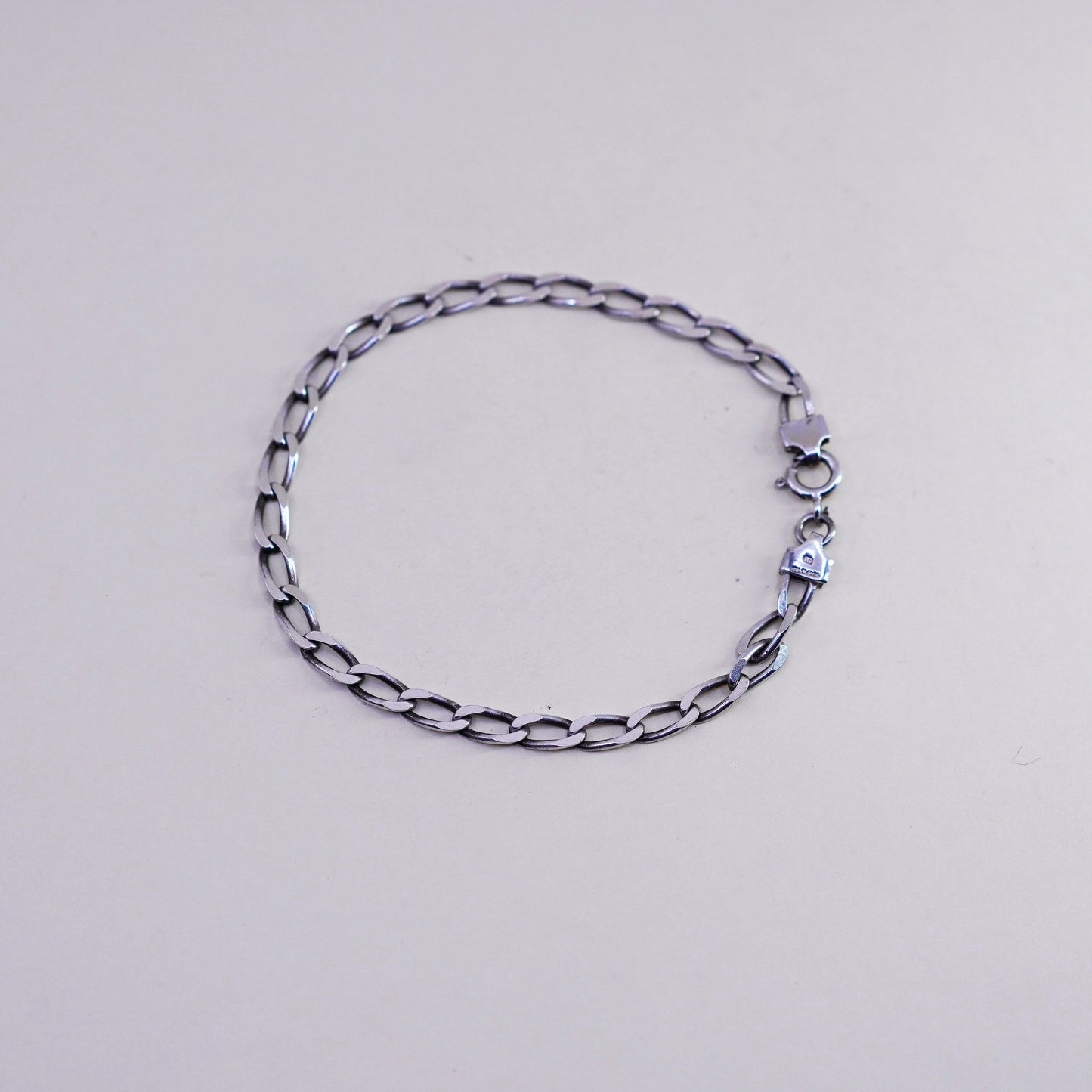 8”, 5mm, Vintage sterling 925 silver flatten curb bracelet