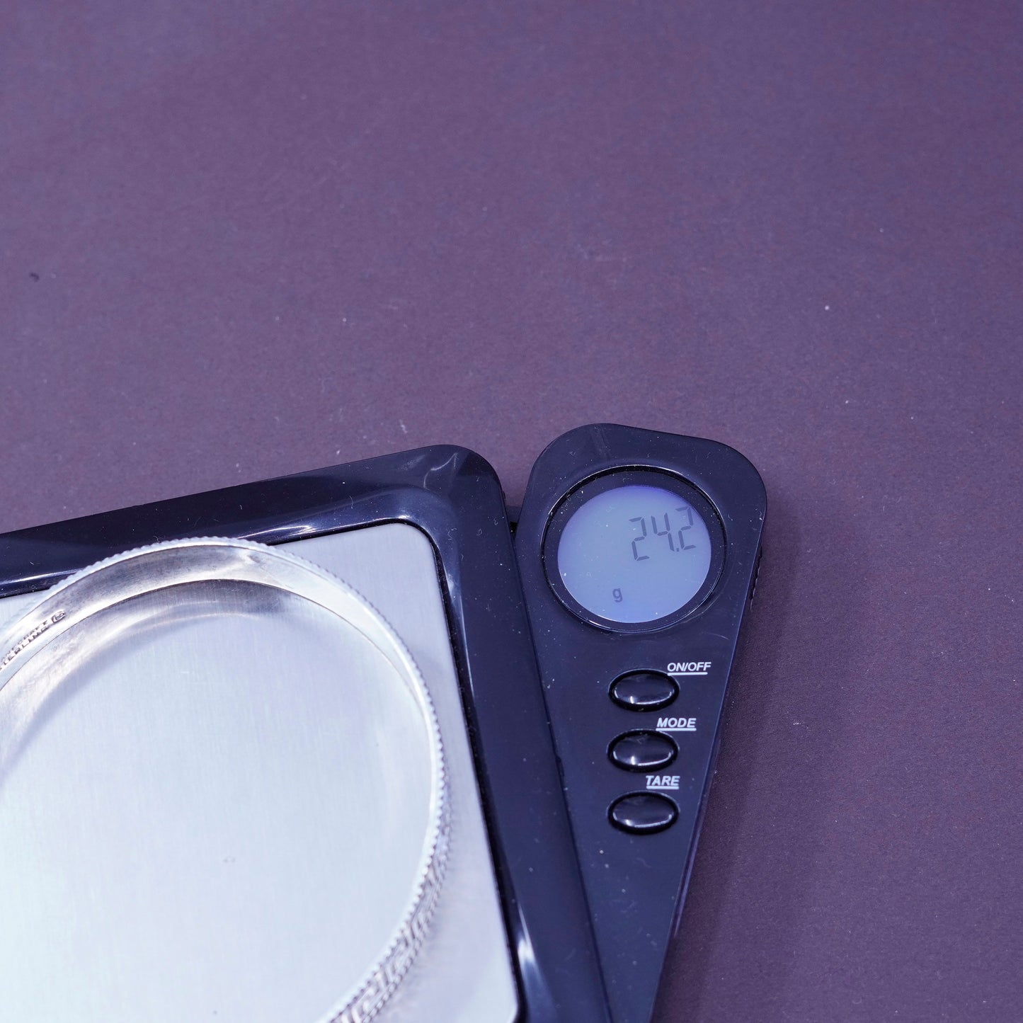 8”, Vintage Sterling silver handmade bracelet, 925 green key bangle