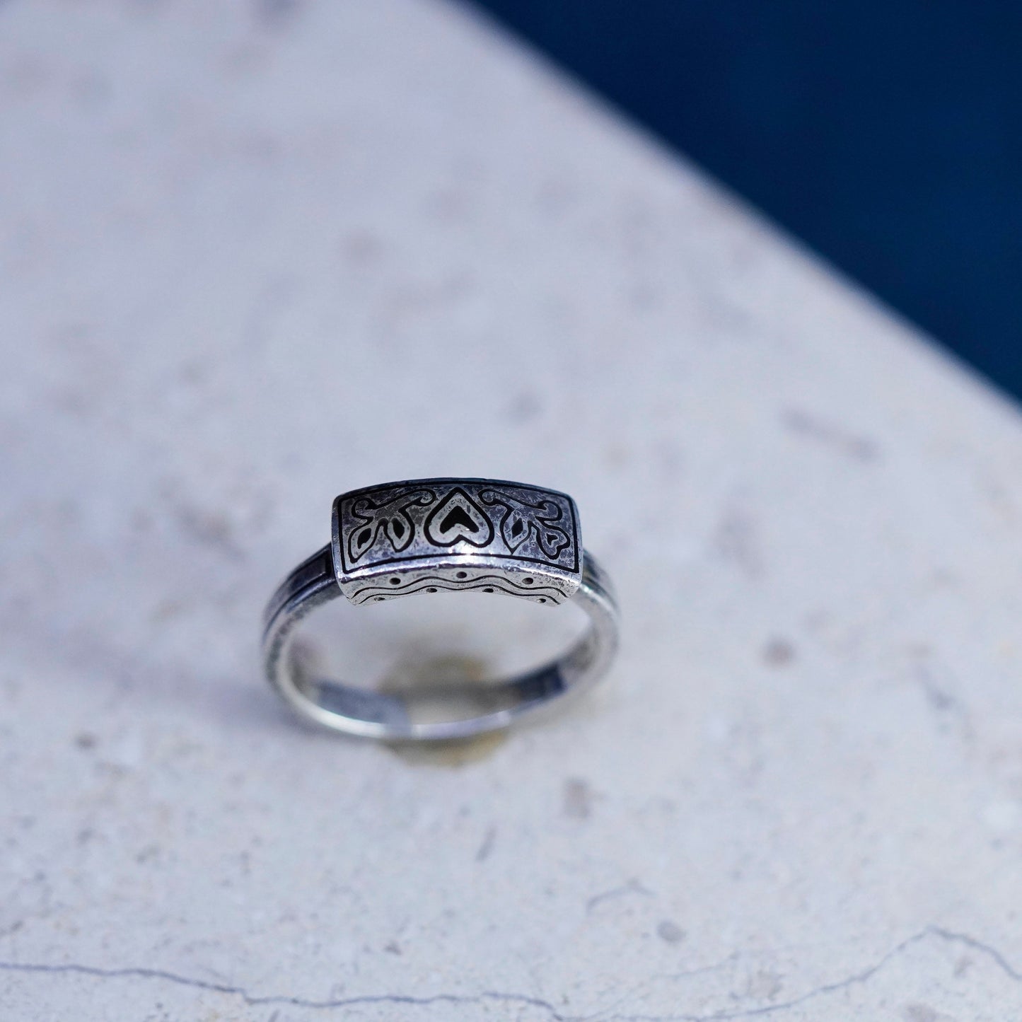 Size 8.5, Brighton Sayan Sterling Silver Handmade ribbed Ring, 925 Band ring