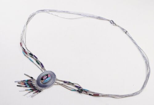 18”, Q.T Sterling handmade necklace, 925 Liquid Silver Multi Strands W/ Pendant