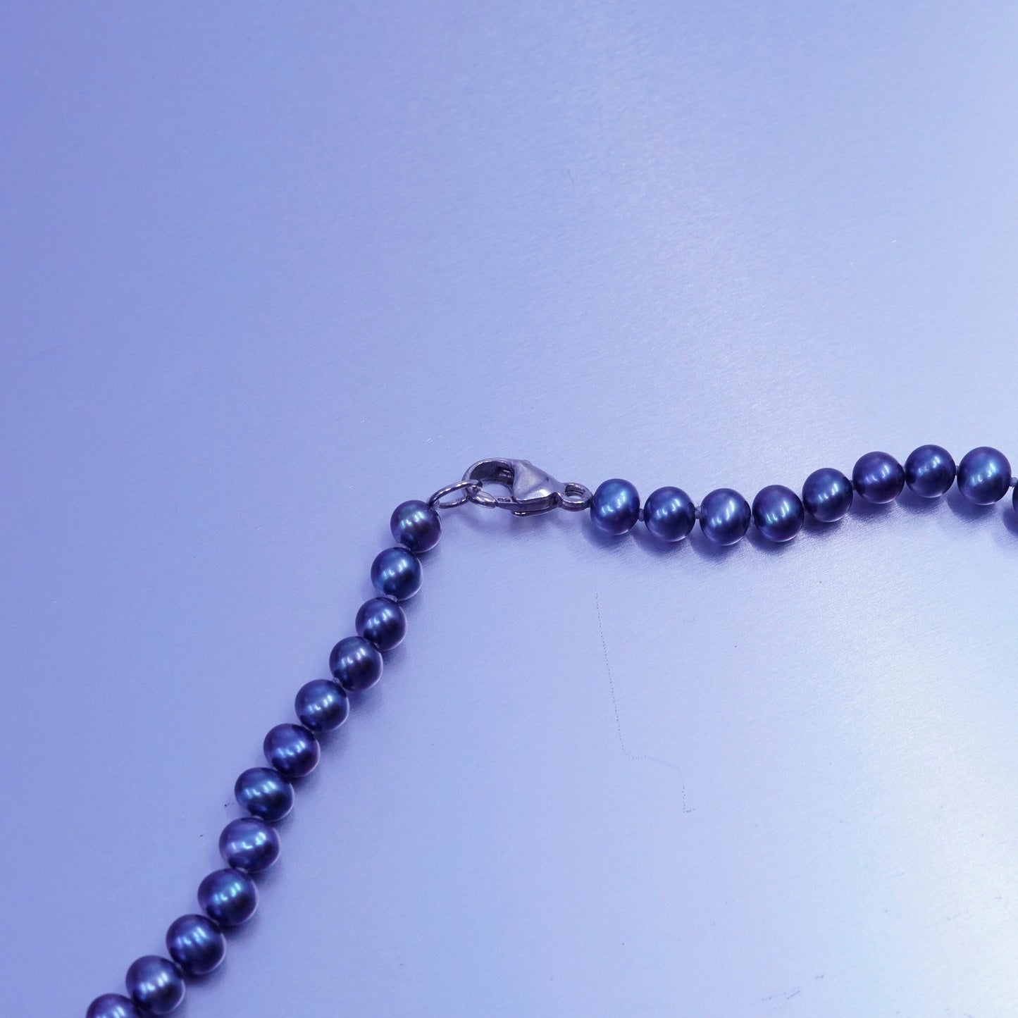 20”, vintage 6mm black pearl necklace with Sterling 925 silver clasp