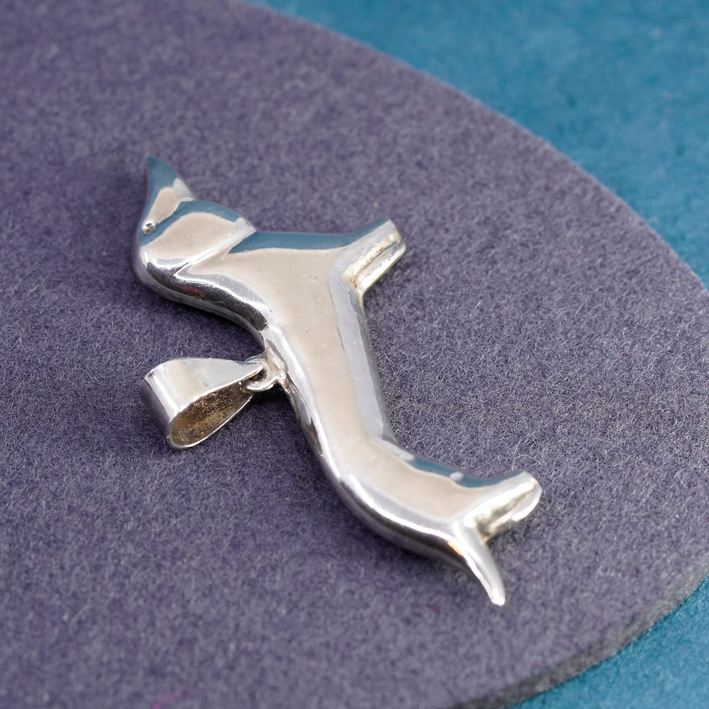 Vintage sterling silver handmade pendant, 925 dachshund dog