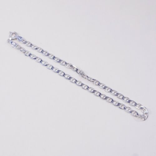 8.75”, 4mm, vtg Sterling silver bracelet, Solid 925 Italy Silver anchor chain