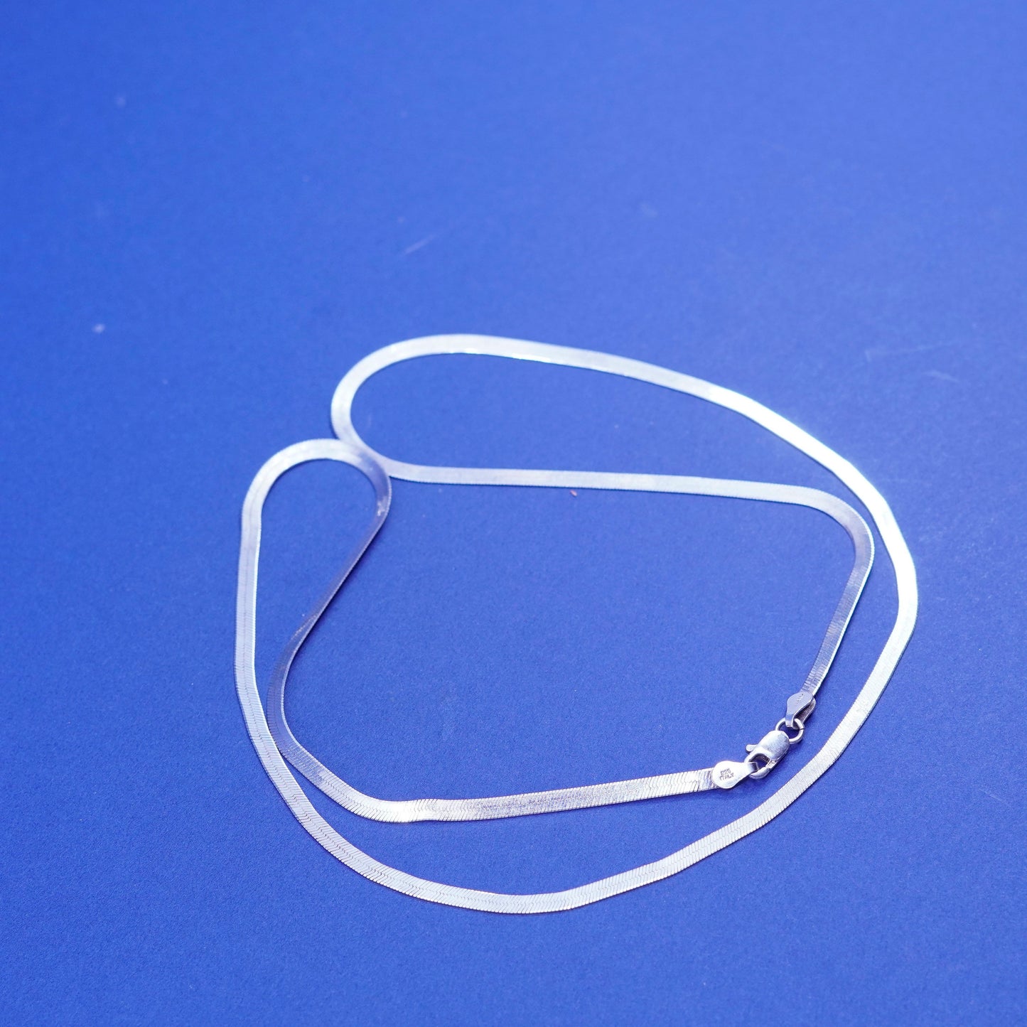 24”, vintage Italy Sterling silver handmade necklace, 925 herringbone chain