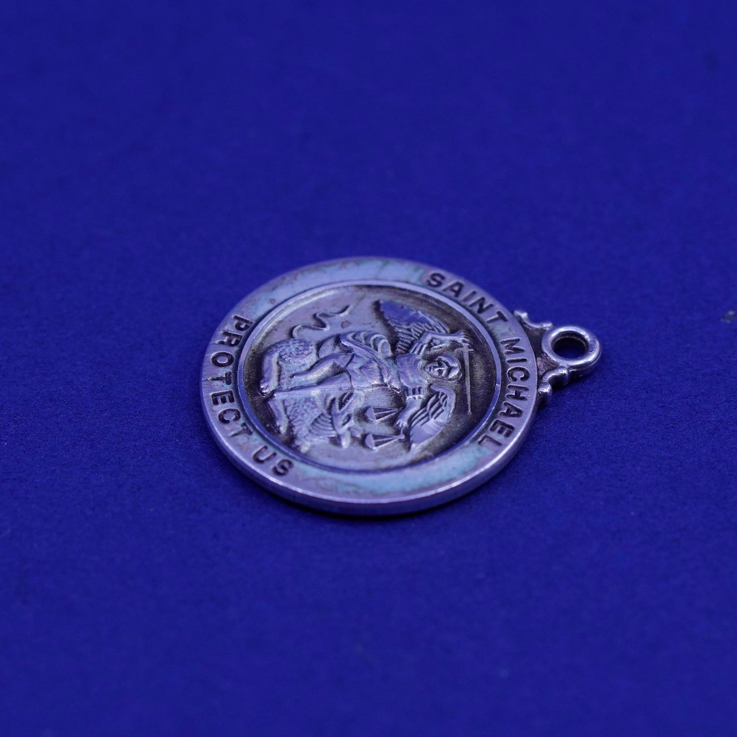 Chapel sterling silver US Marines pendant, 925 charm “saint Michael protect us
