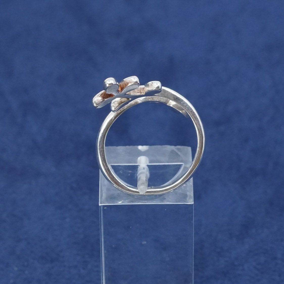 sz 6.5, vtg Sterling silver handmade ring, 925 band w/ leaves