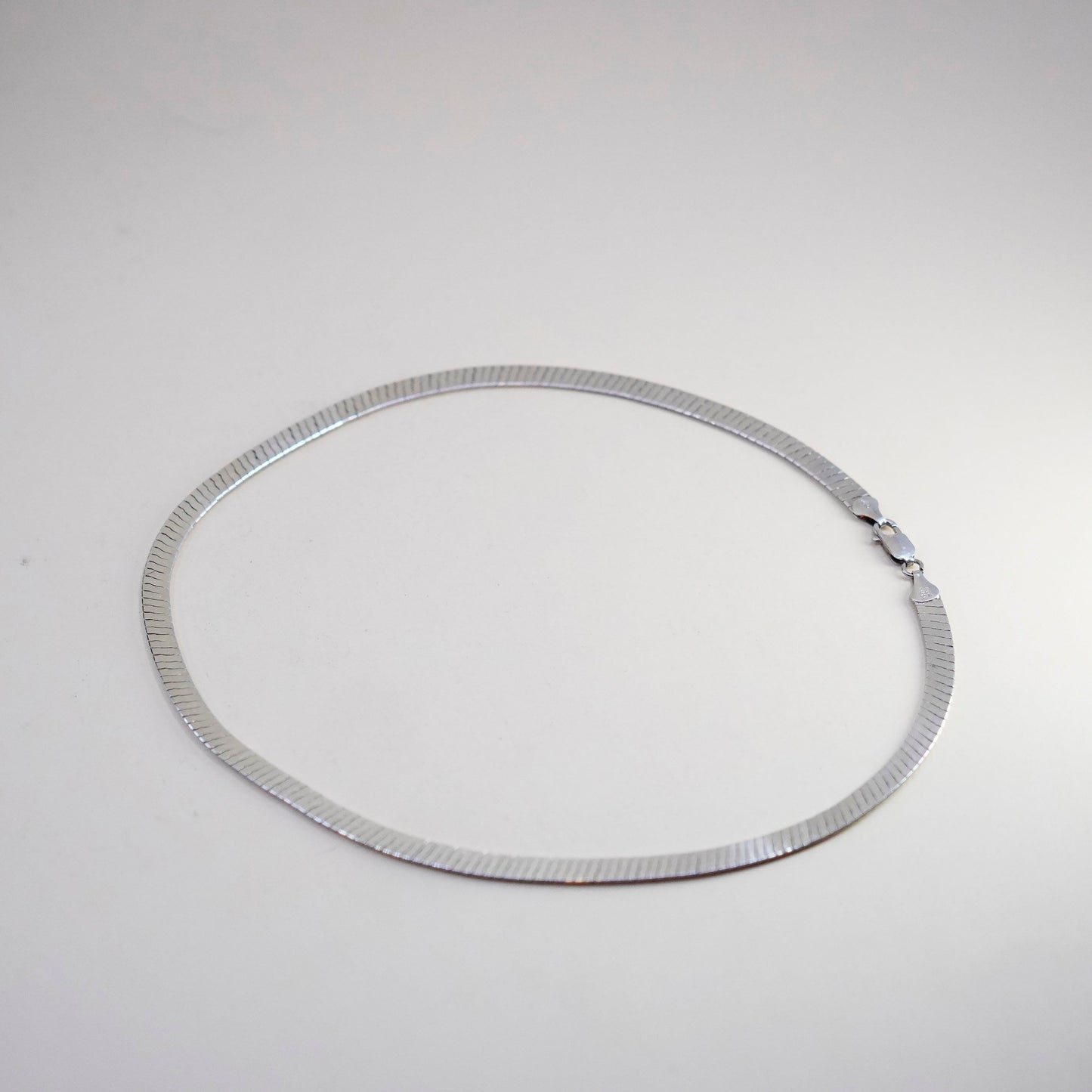 18” 6mm, Vintage Italy sterling silver necklace, bold 925 herringbone chain