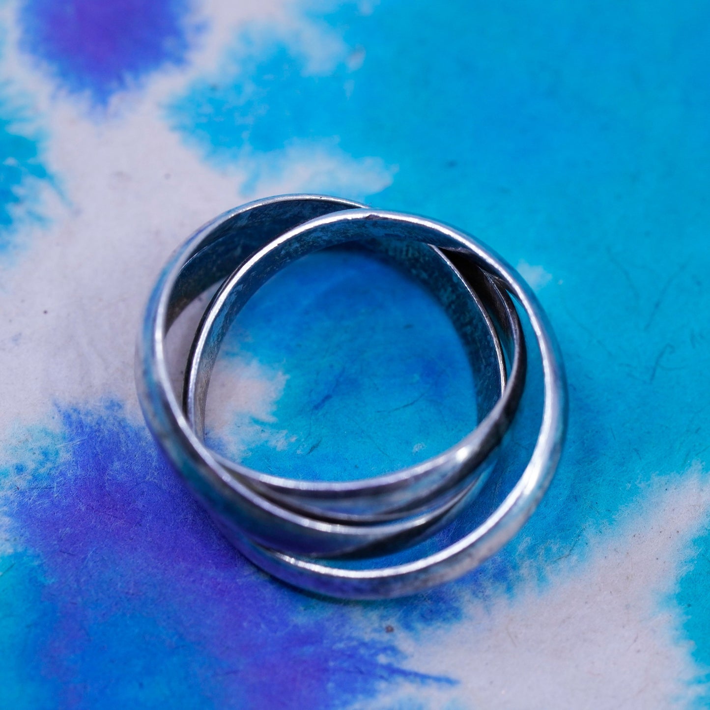 Size 6, vintage Mexico Sterling silver handmade ring, 925 entwined band