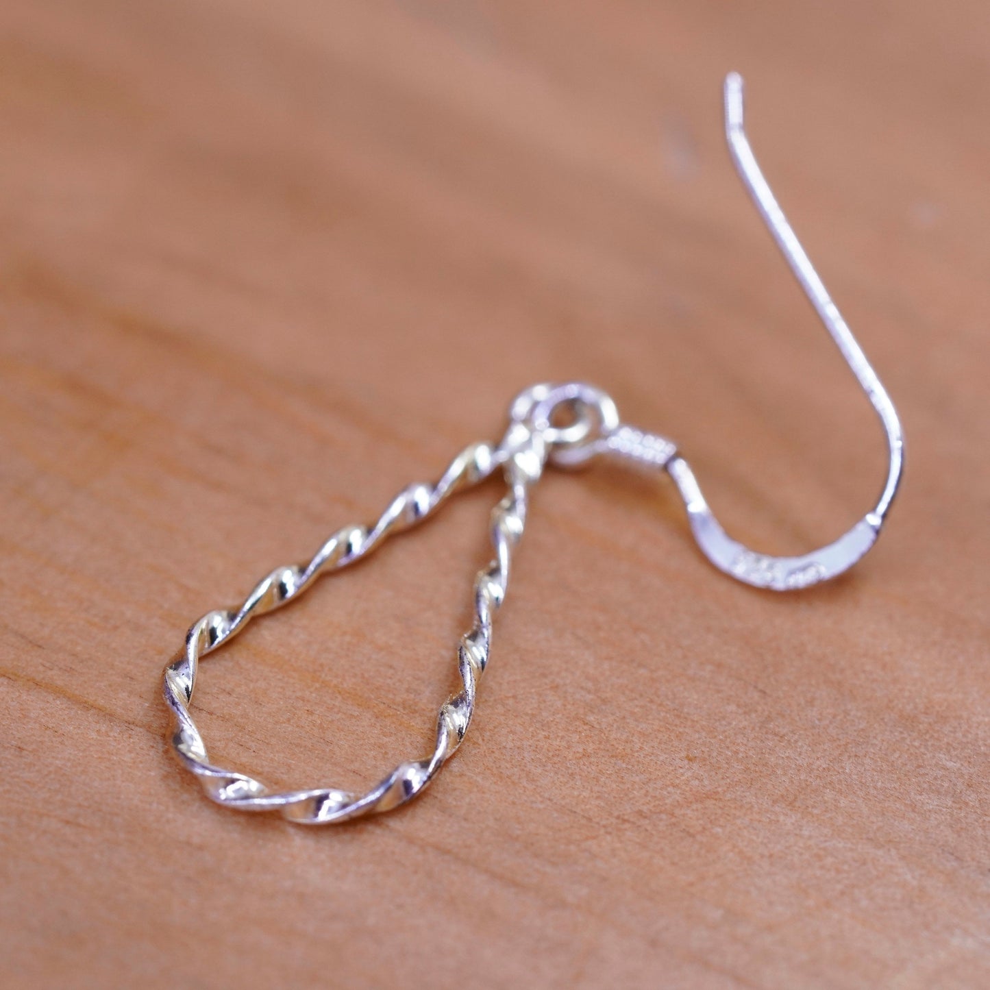Vintage Sterling silver handmade earrings, twisted 925 teardrops
