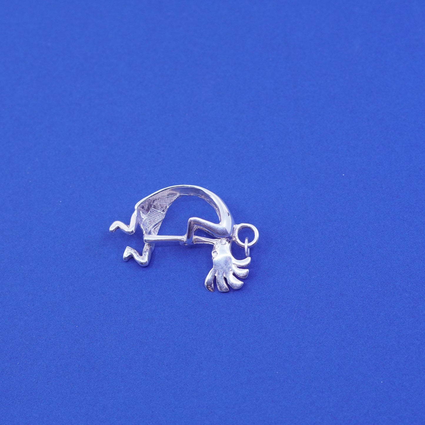 Native American Sterling silver handmade pendant, 925 Kokopelli charm, Navajo