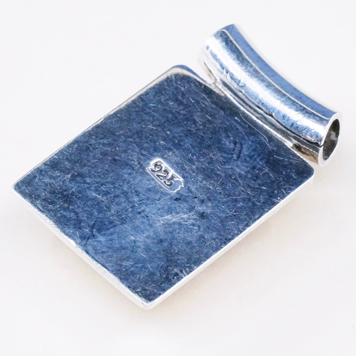 vtg sterling silver with handmade square shaped dichroic glass pendant