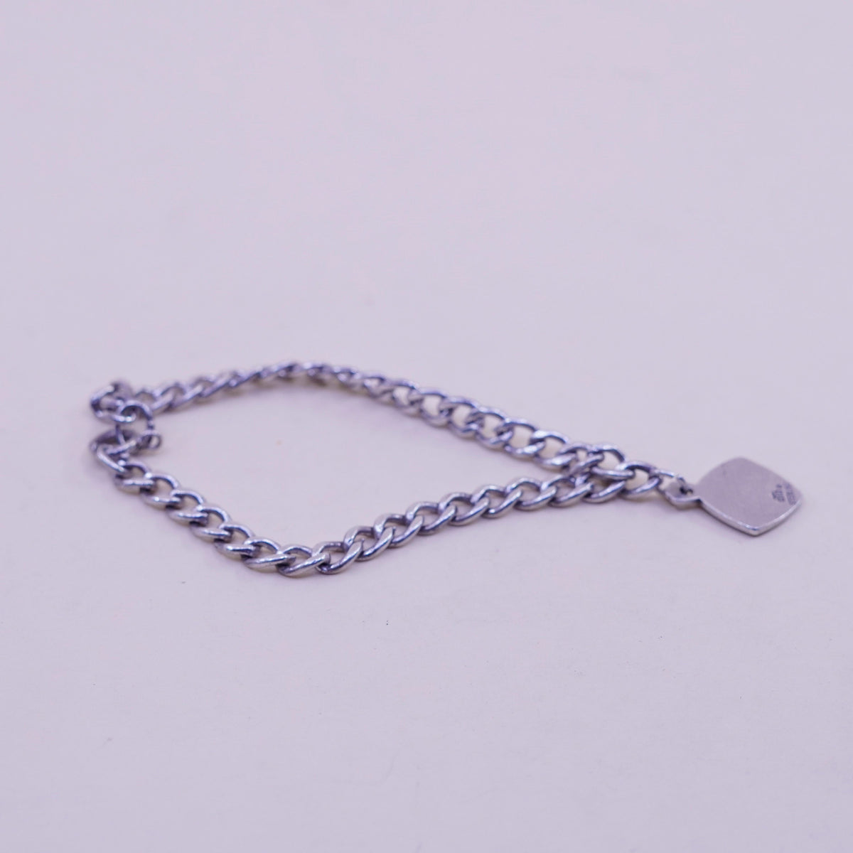 6.75”, Vintage sterling 925 silver curb bracelet w/ north star pole star charm
